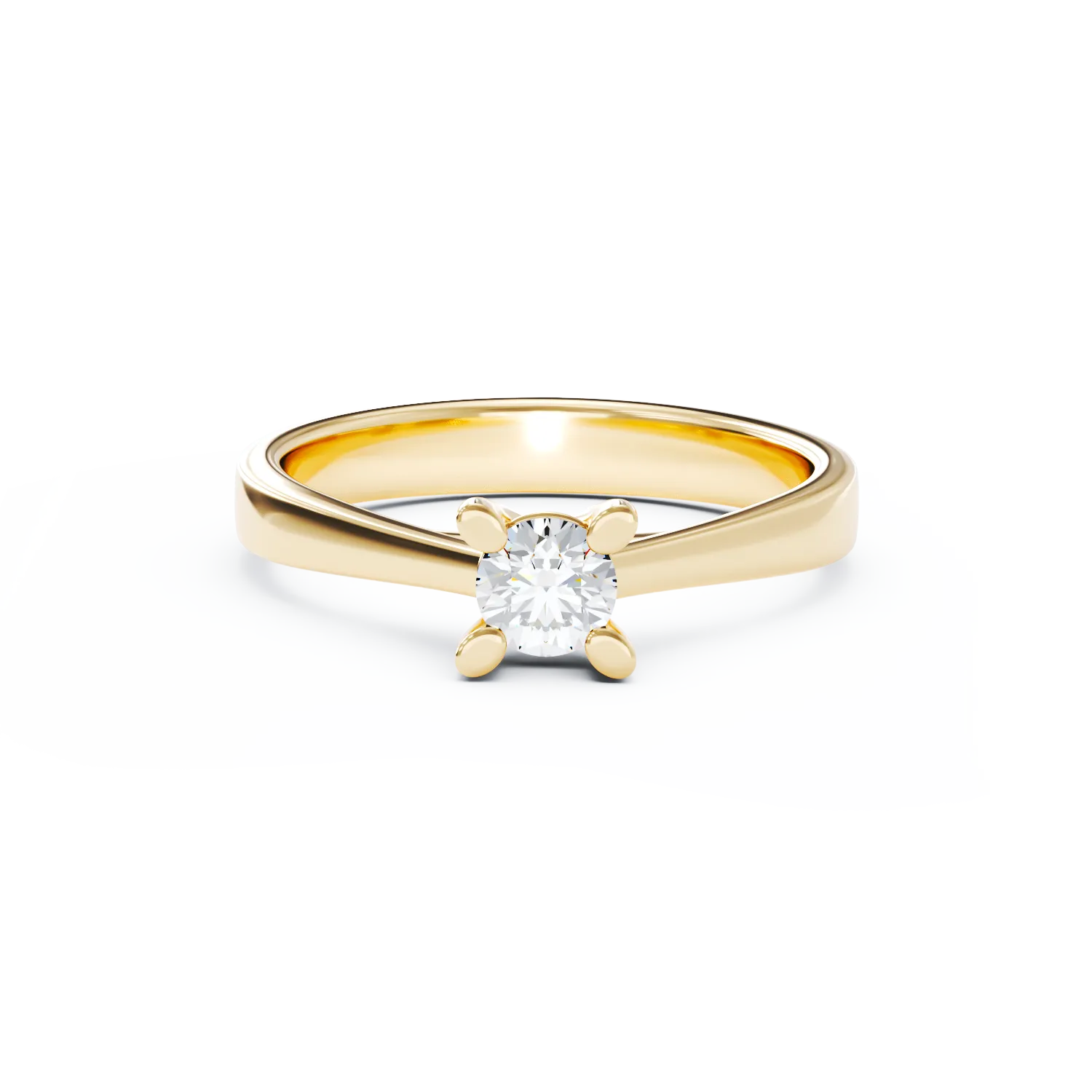 Yellow gold engagement ring with 0.2ct solitaire diamond