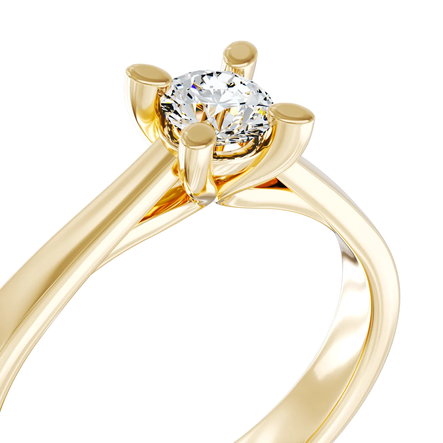 Yellow gold engagement ring with 0.2ct solitaire diamond