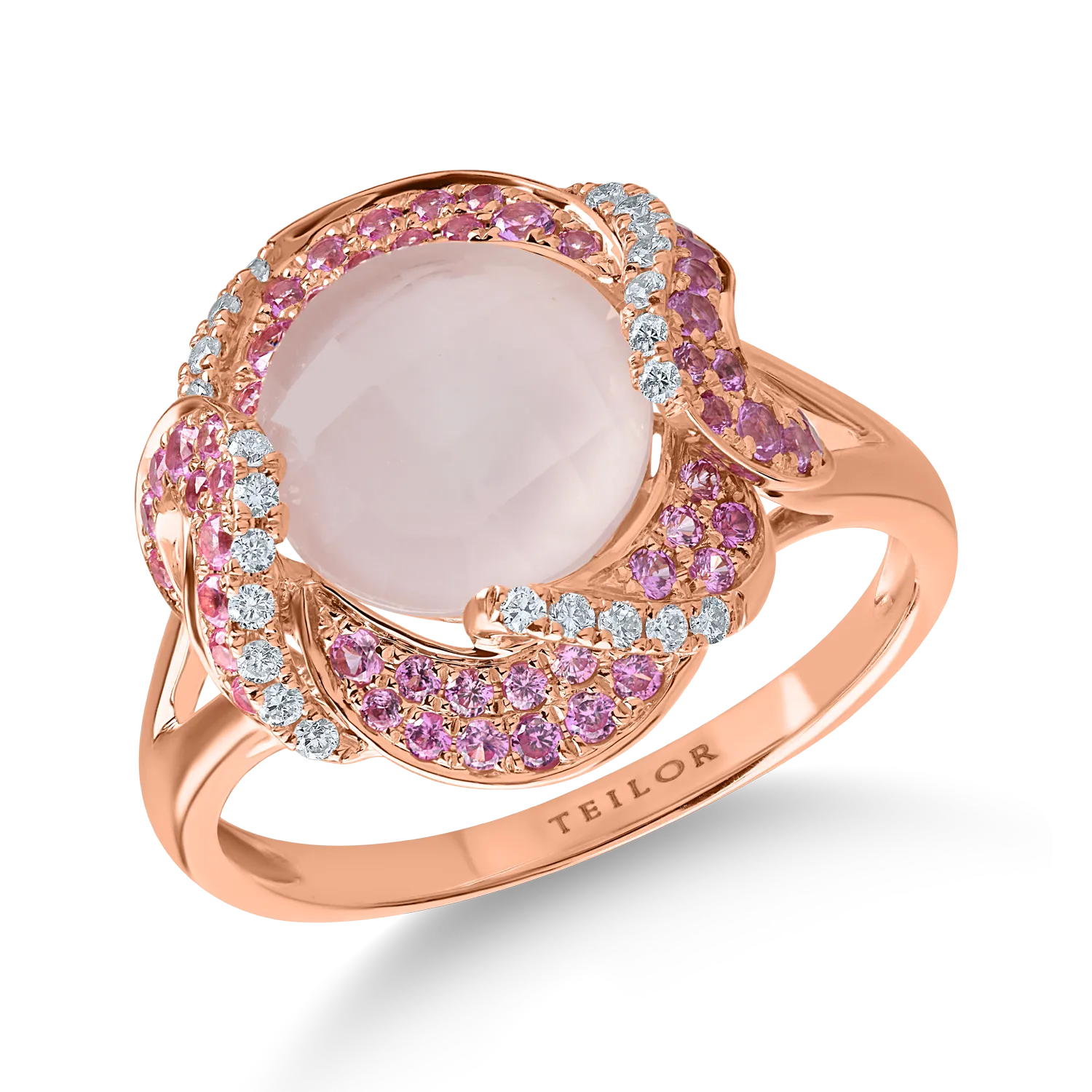 Rose gold ring with 3.4ct precious and semi-precious stones