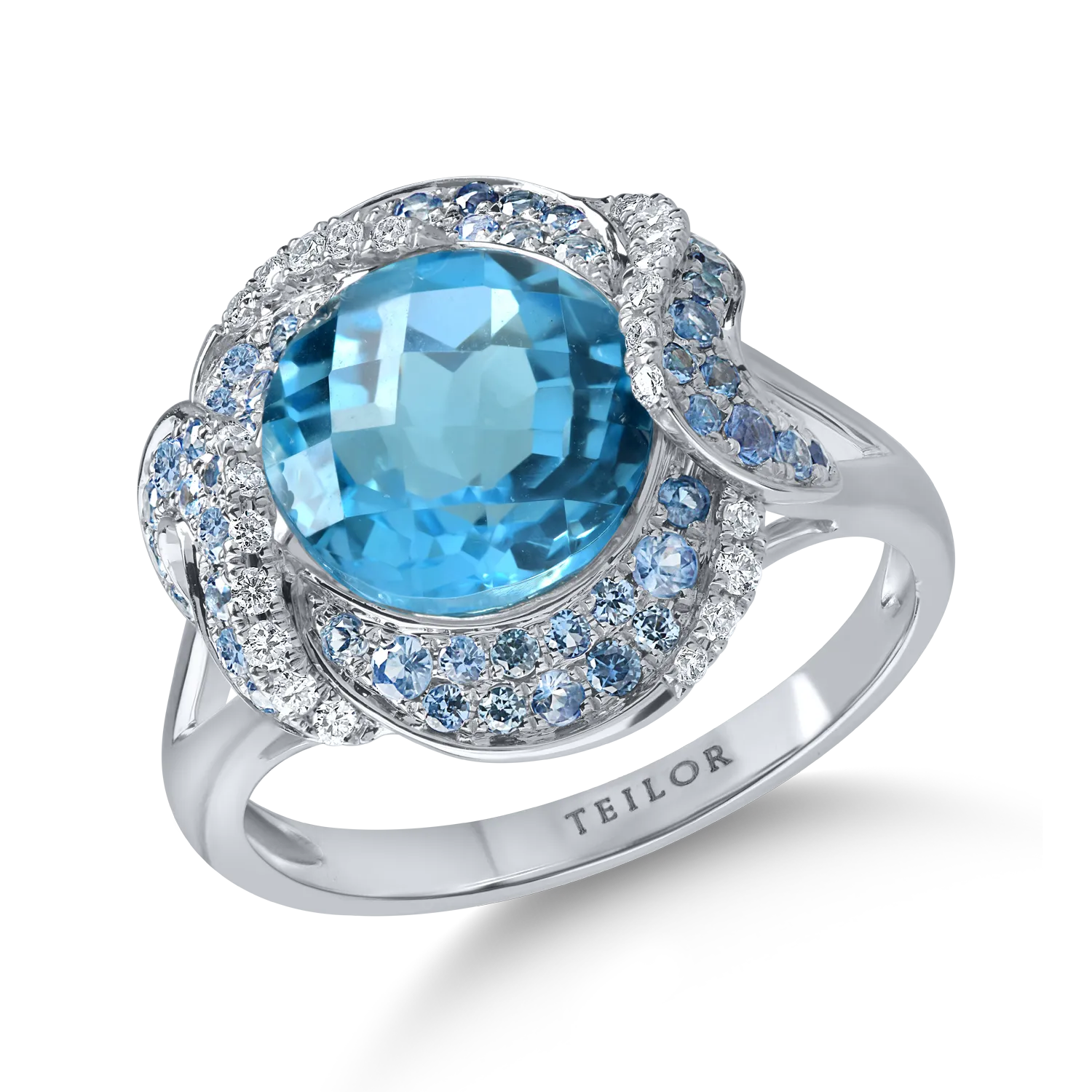 White gold ring with 4.4ct precious and semi-precious stones