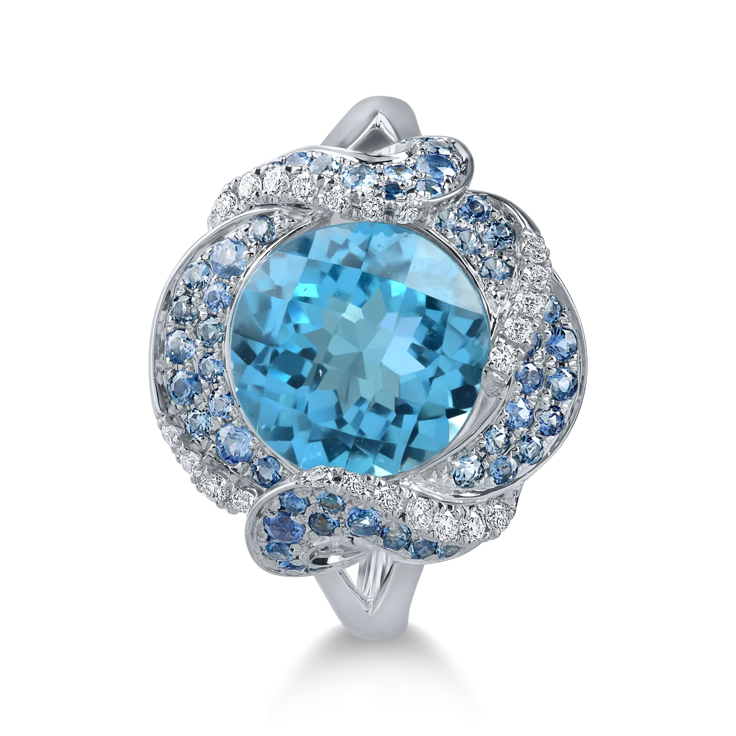 White gold ring with 4.4ct precious and semi-precious stones