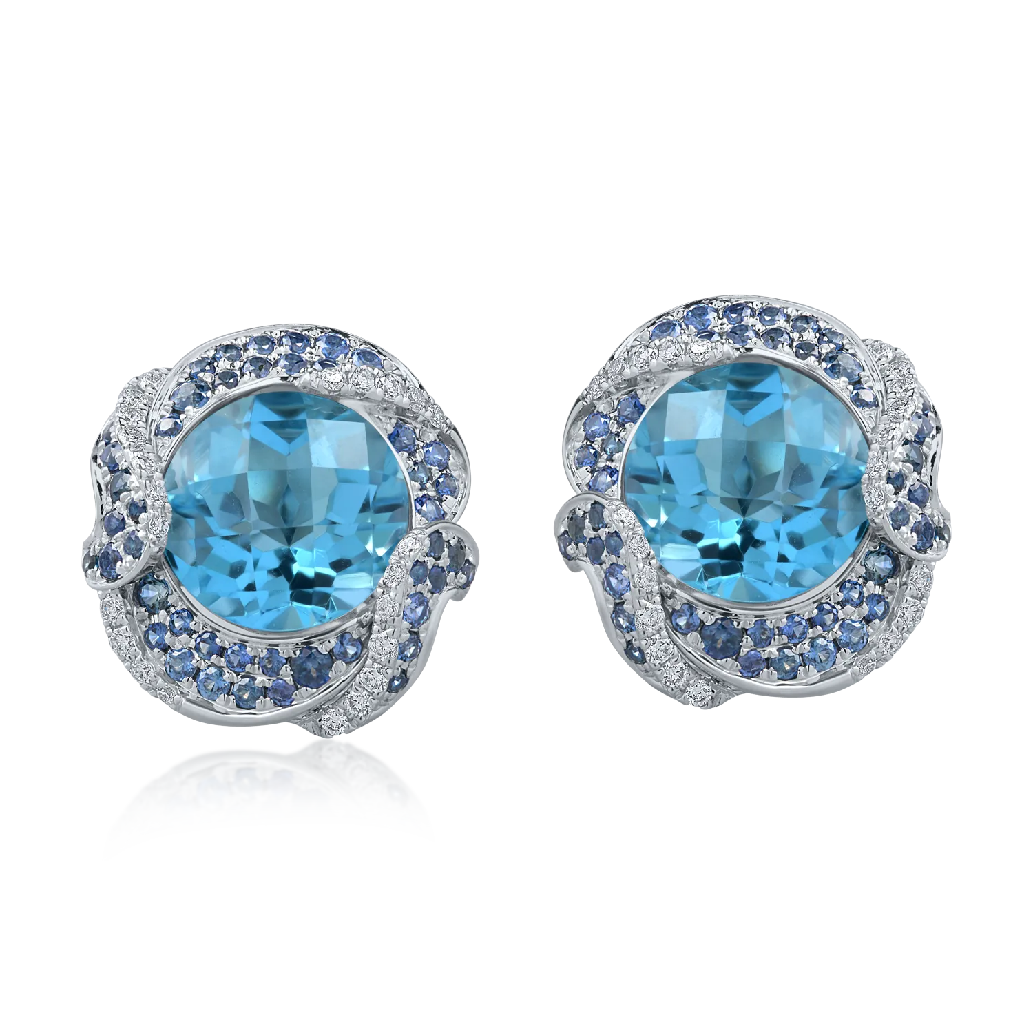 White gold earrings with 8.2ct precious and semi-precious stones