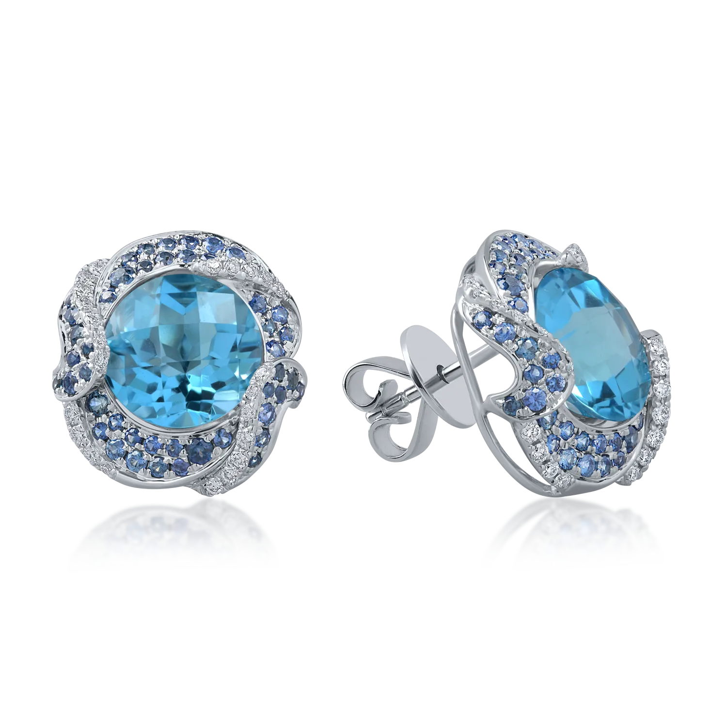 White gold earrings with 8.2ct precious and semi-precious stones