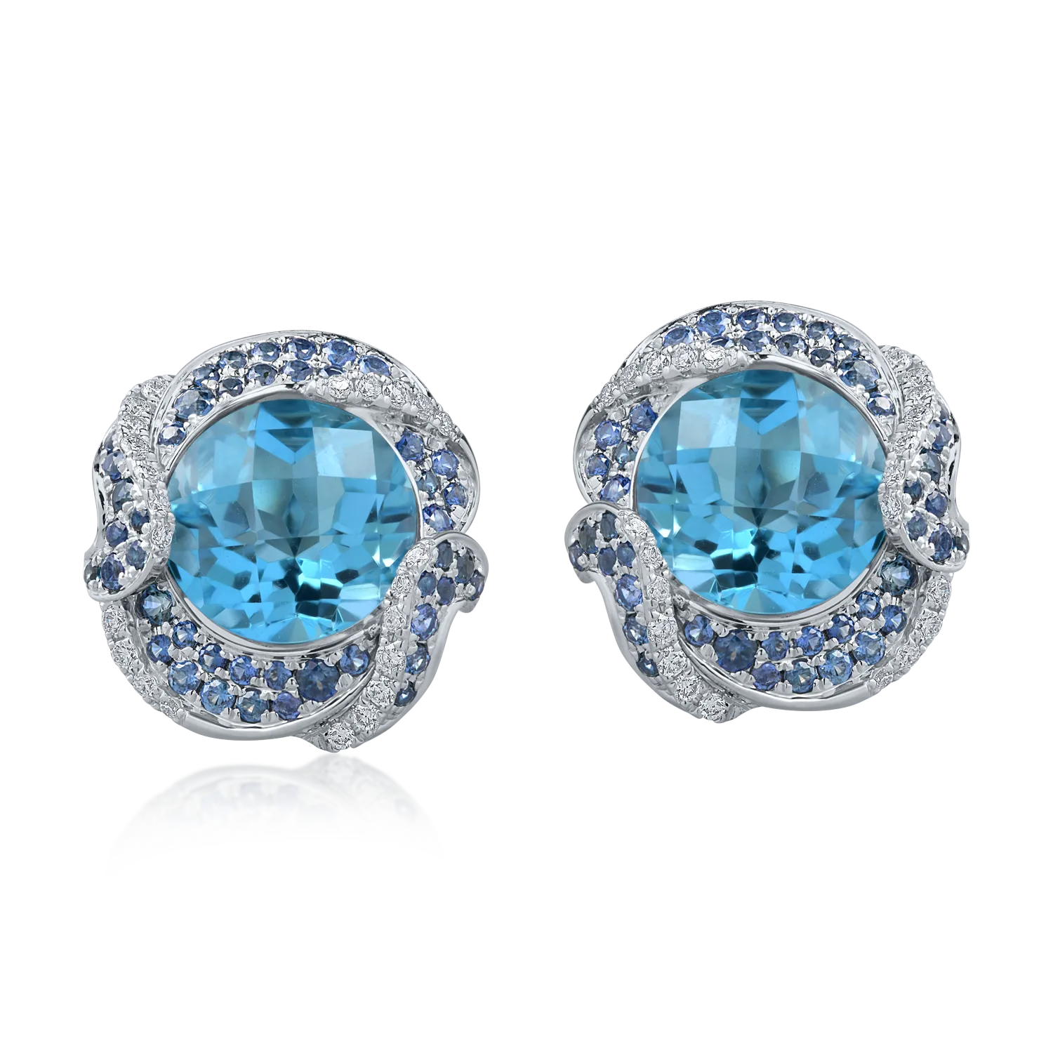 Cercei din aur alb cu pietre pretioase si semipretioase de 8.2ct-179359