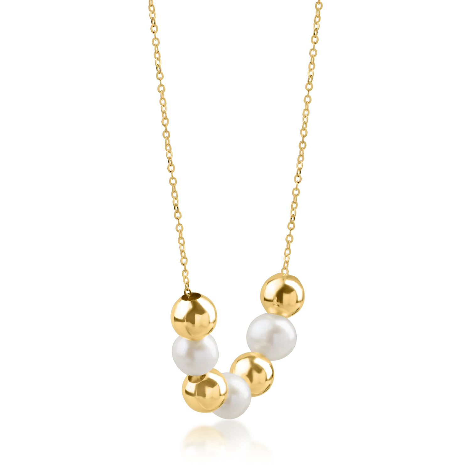 Yellow gold pearl pendant chain