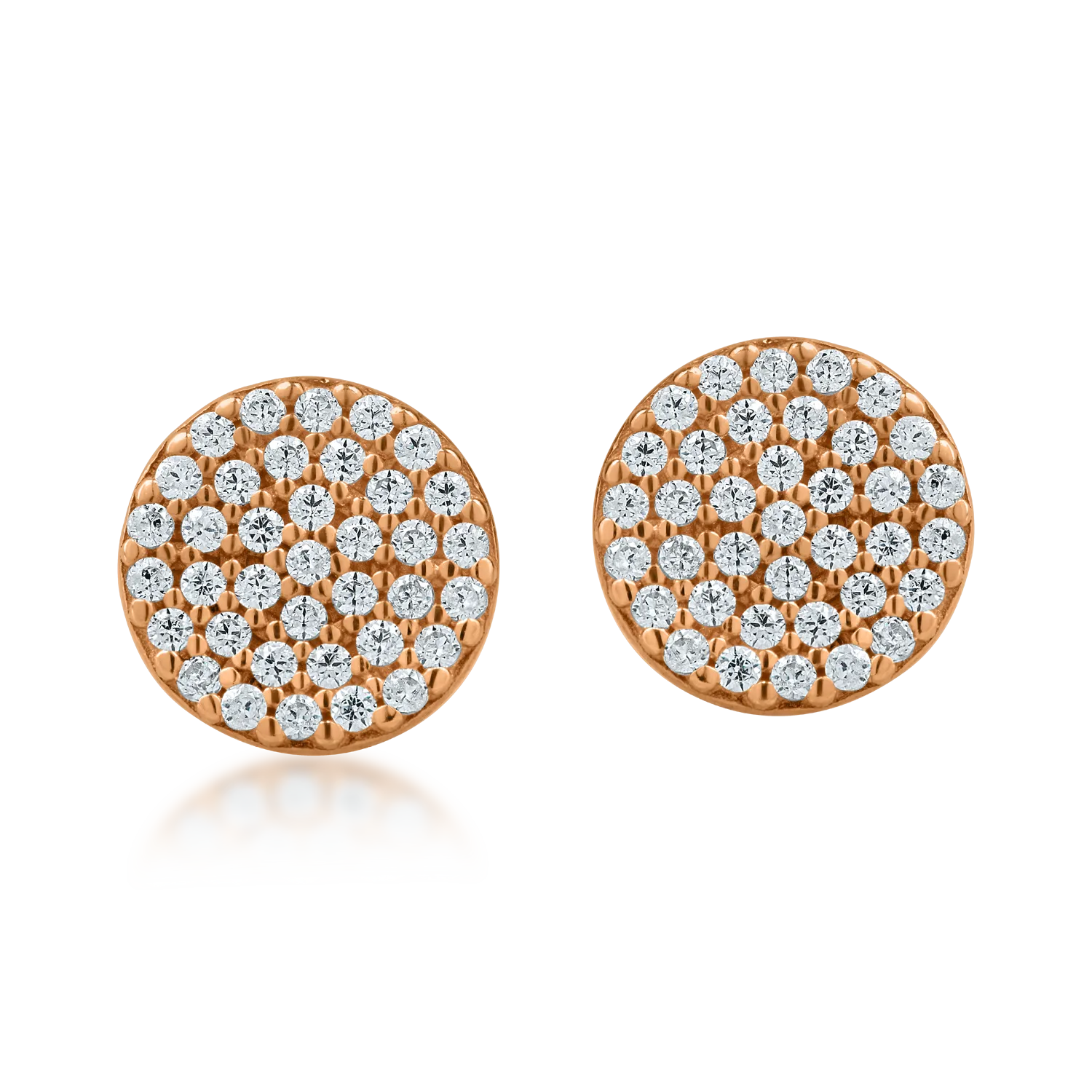 Cercei din aur roz cu zirconia microsetting