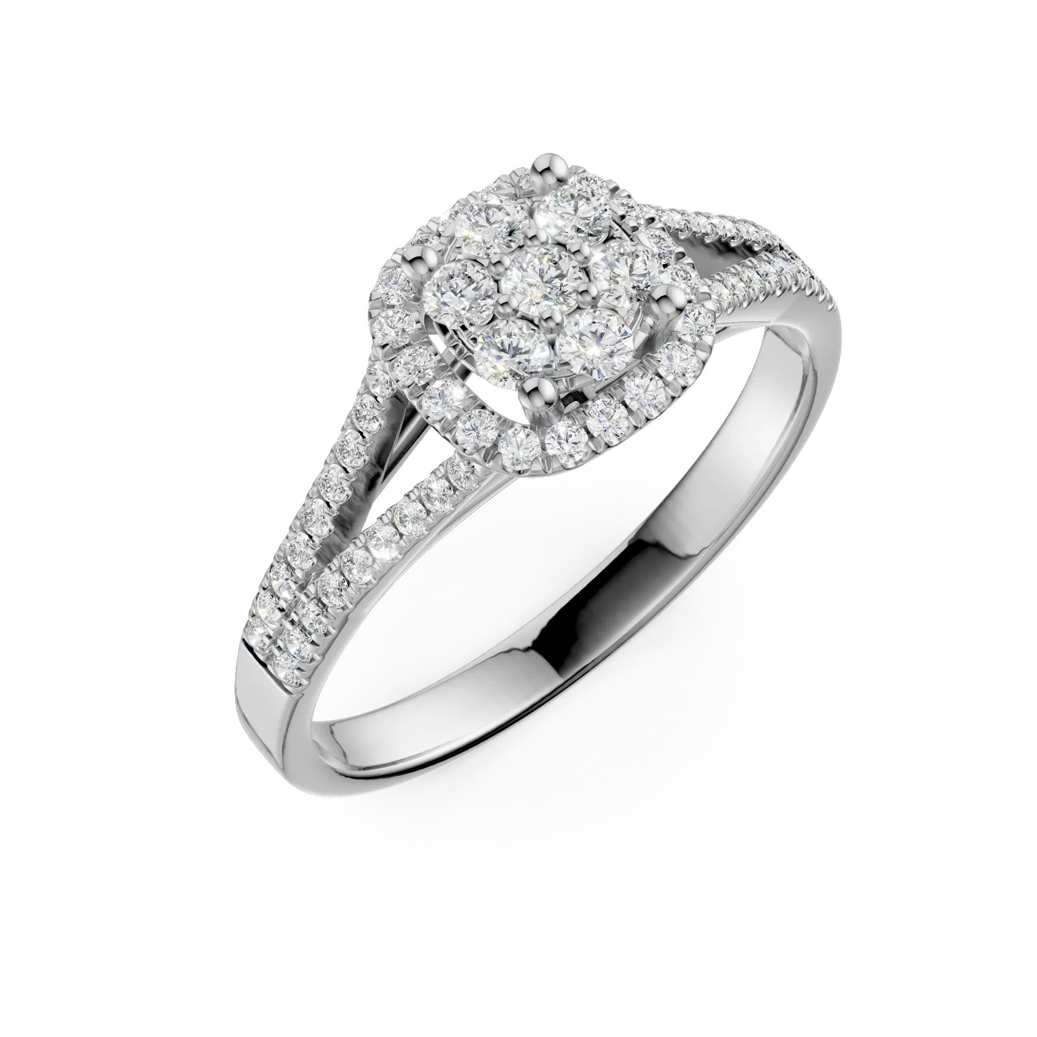 Годежен пръстен от бяло злато с диаманти 0.5кт