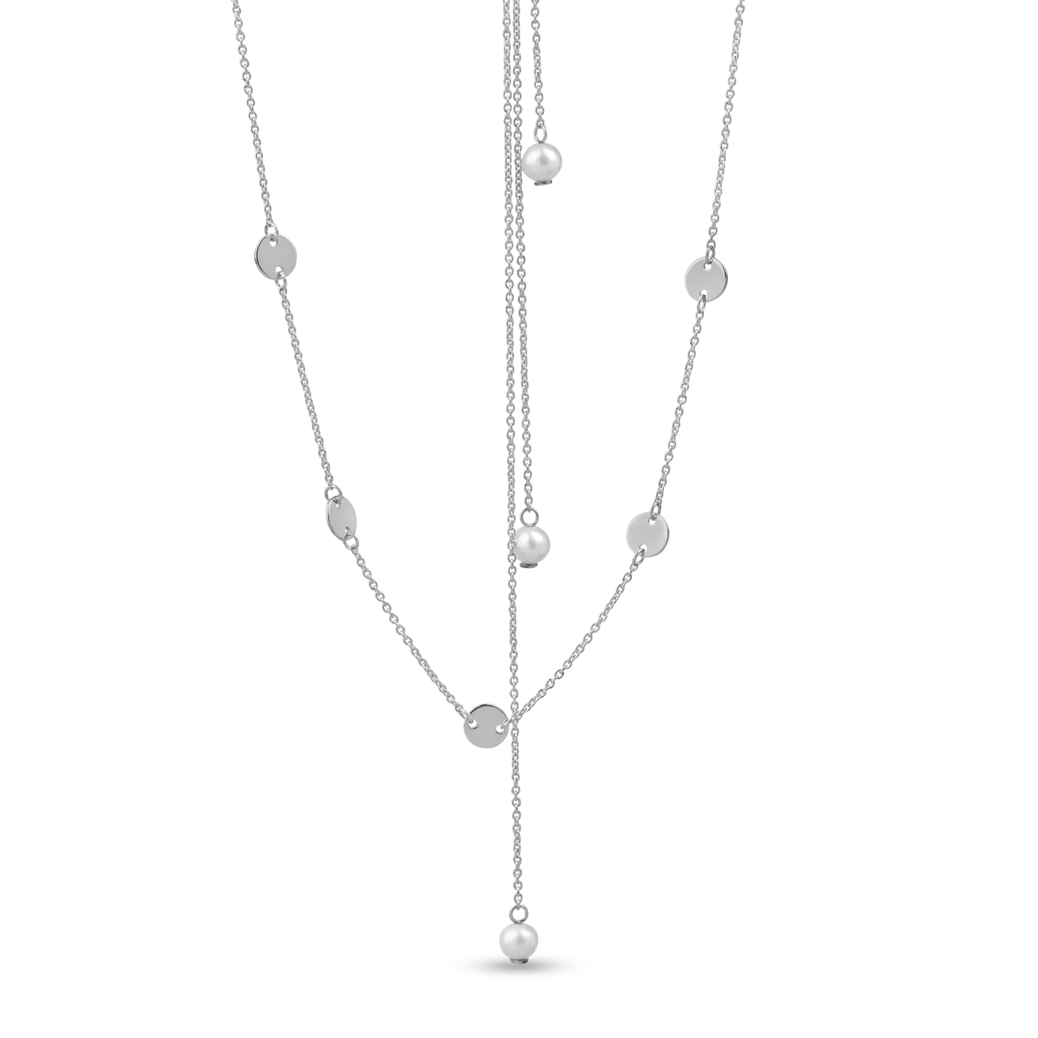 White gold necklace with natural pearls and back extensions