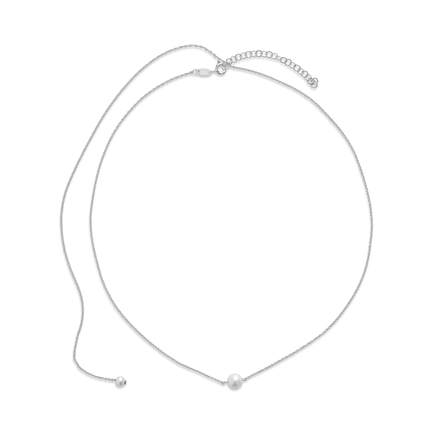 White gold necklace with natural pearls and back extension
