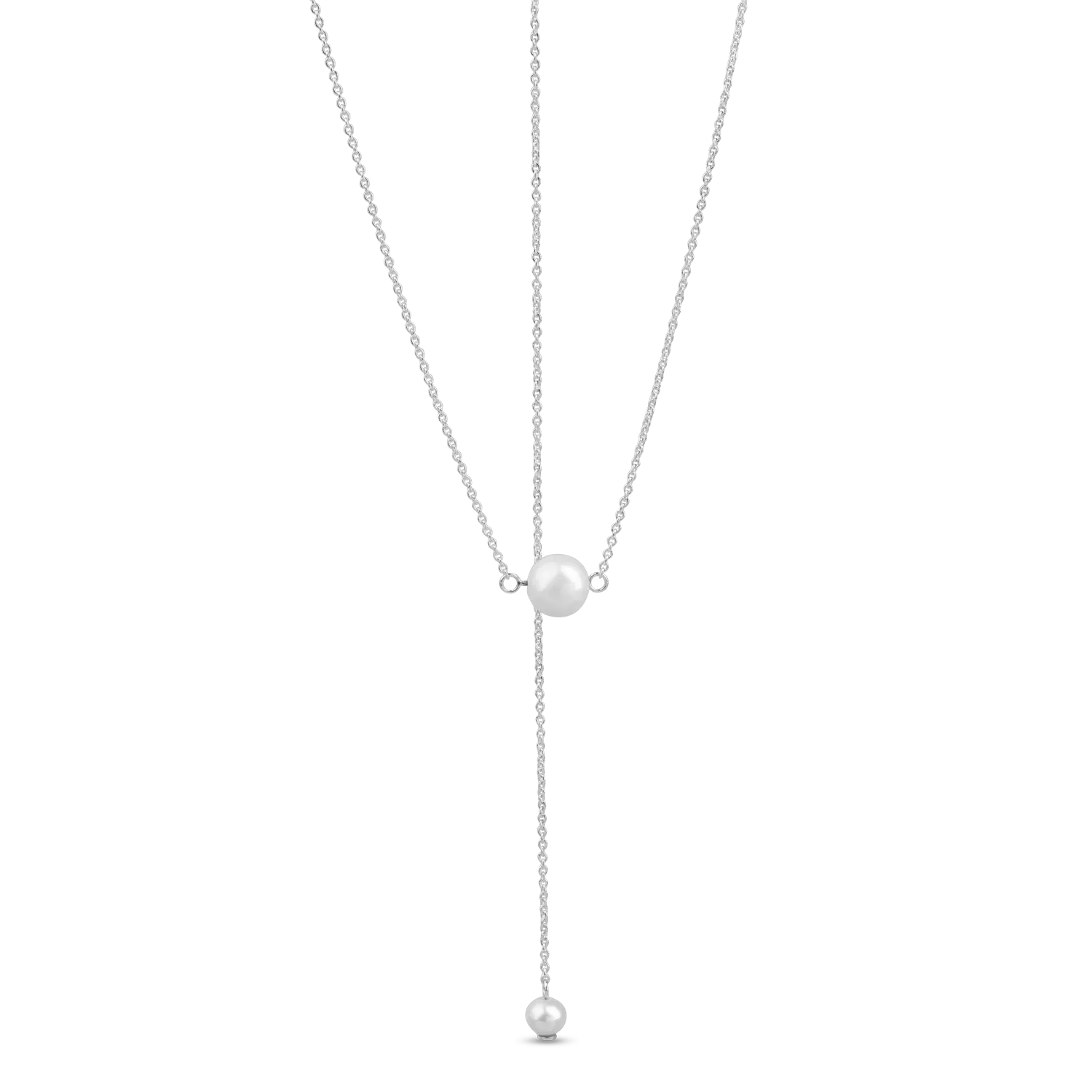 White gold necklace with natural pearls and back extension