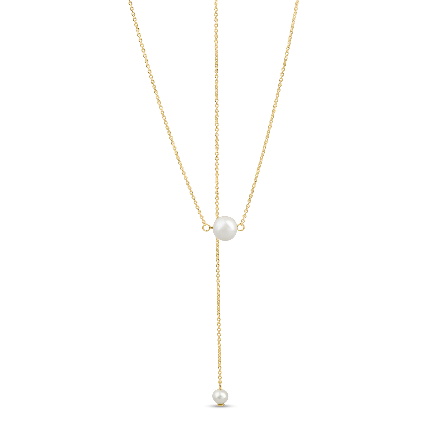 Yellow gold necklace with natural pearls and back extension