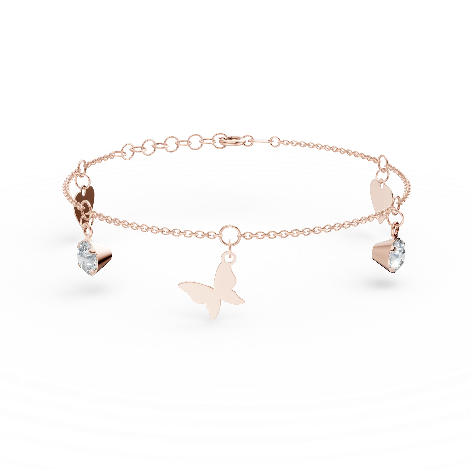 Bratara din aur roz cu zirconii