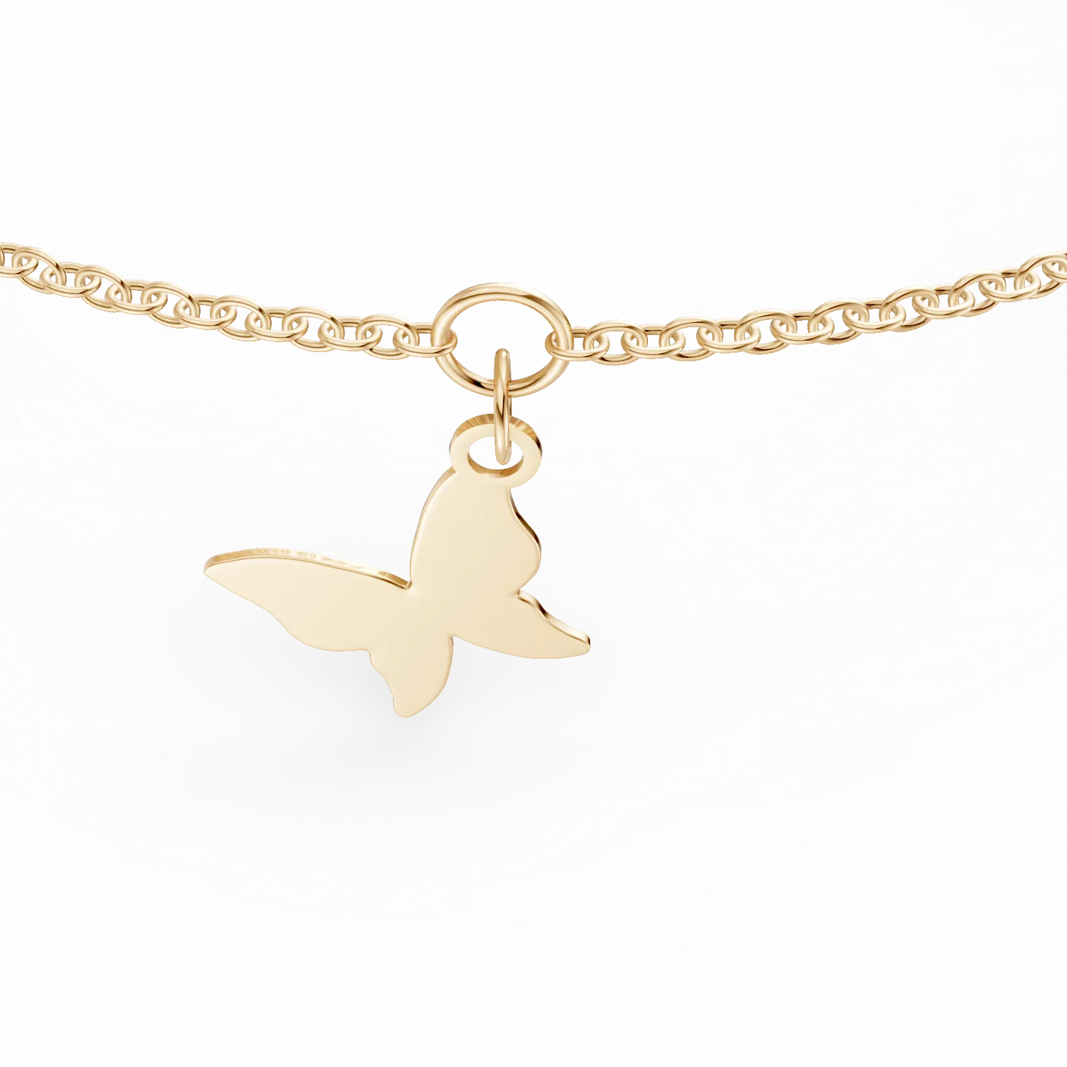 Yellow gold charms ankle bracelet with zirconia