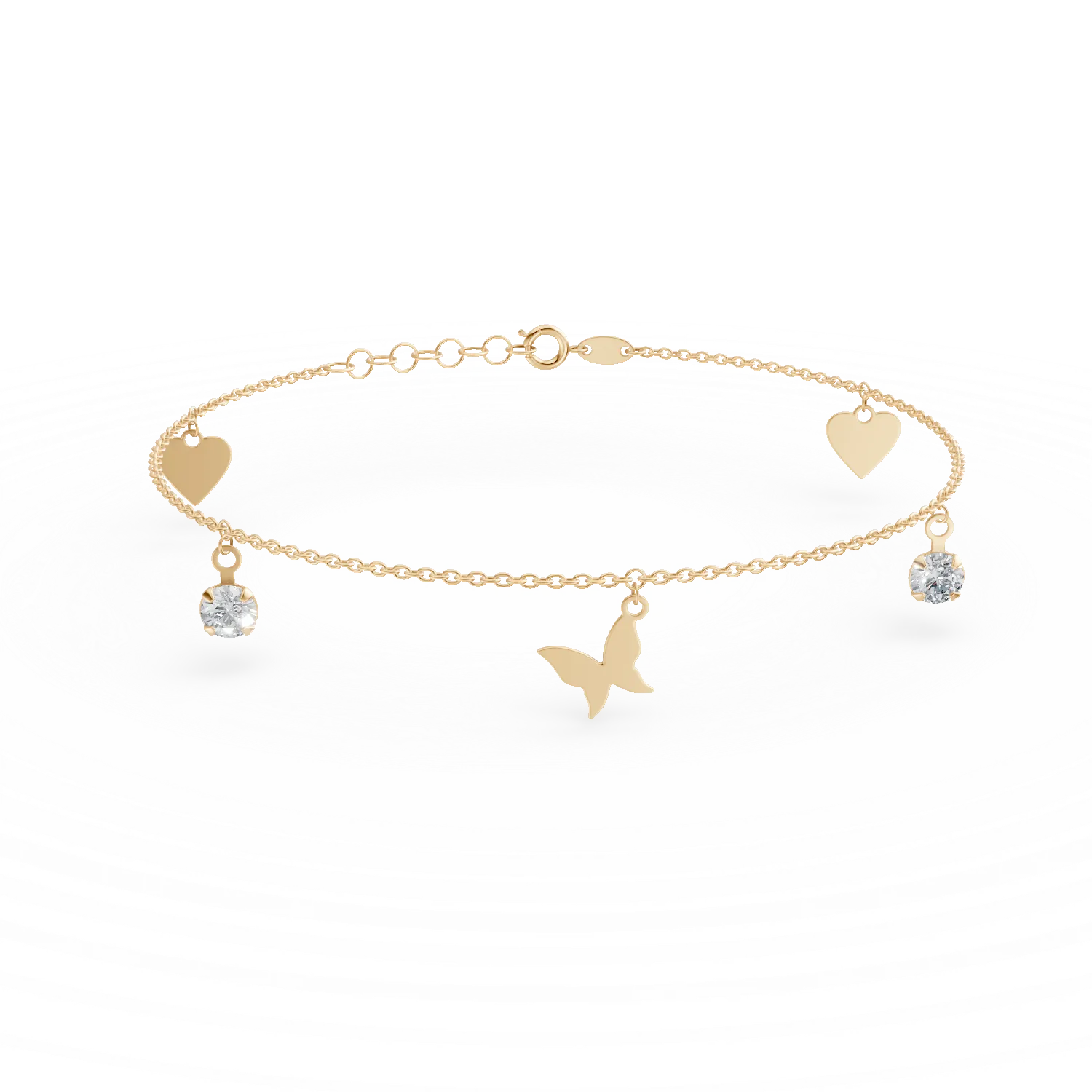 Yellow gold ankle bracelet with zirconia