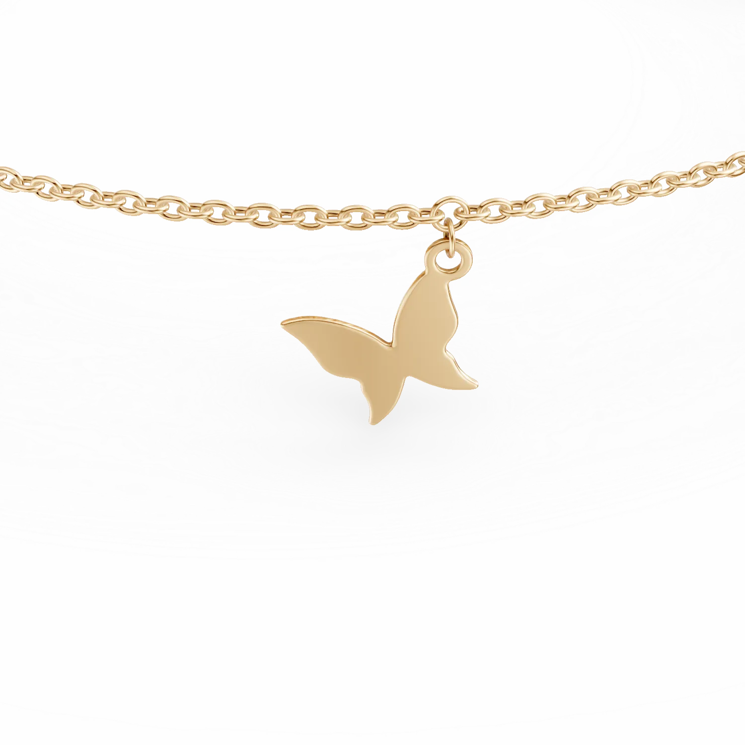 Yellow gold ankle bracelet with zirconia