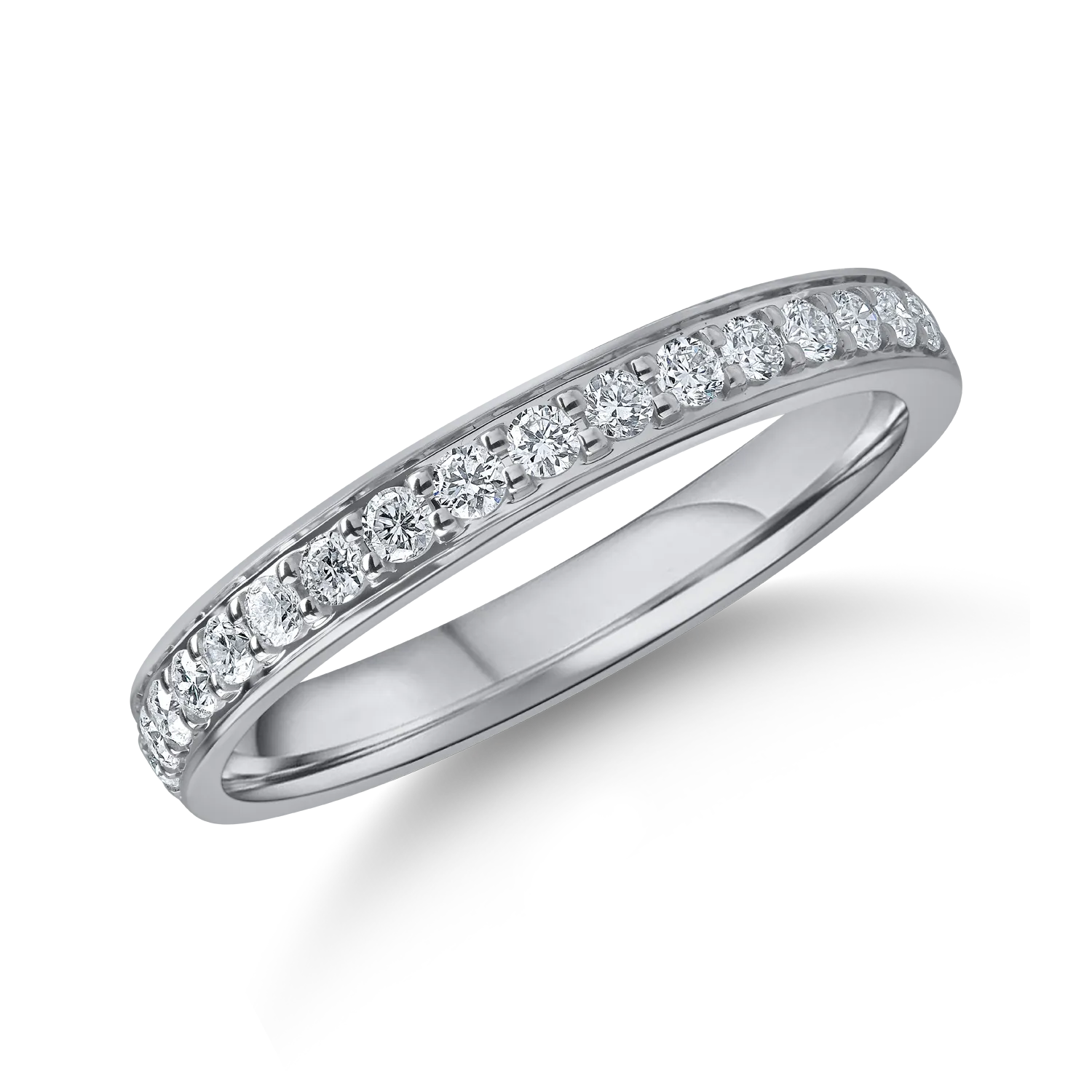 Inel semi eternity din aur alb cu diamante de 0.2ct