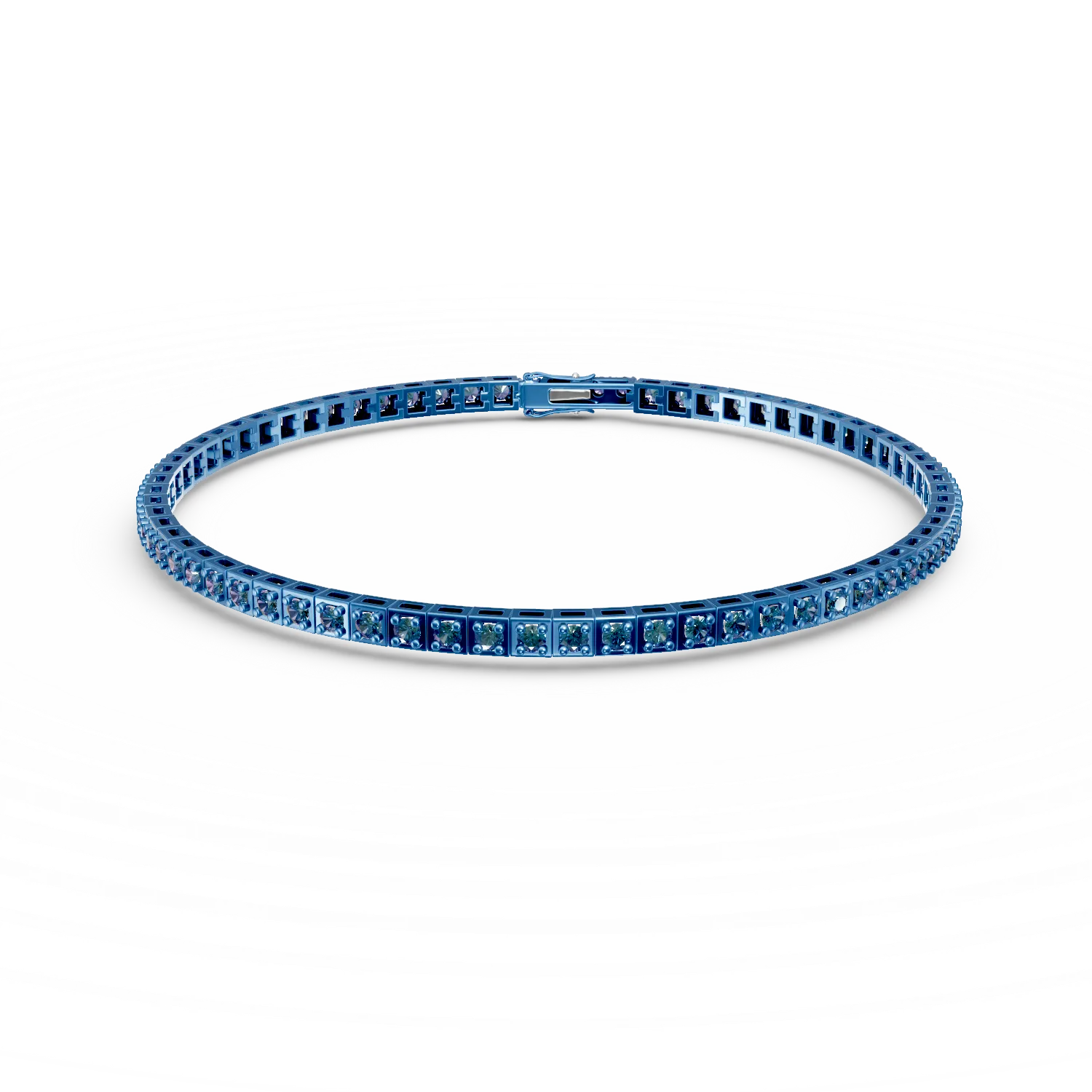 Bratara tennis din aur albastru cu diamante albastre de 0.9ct