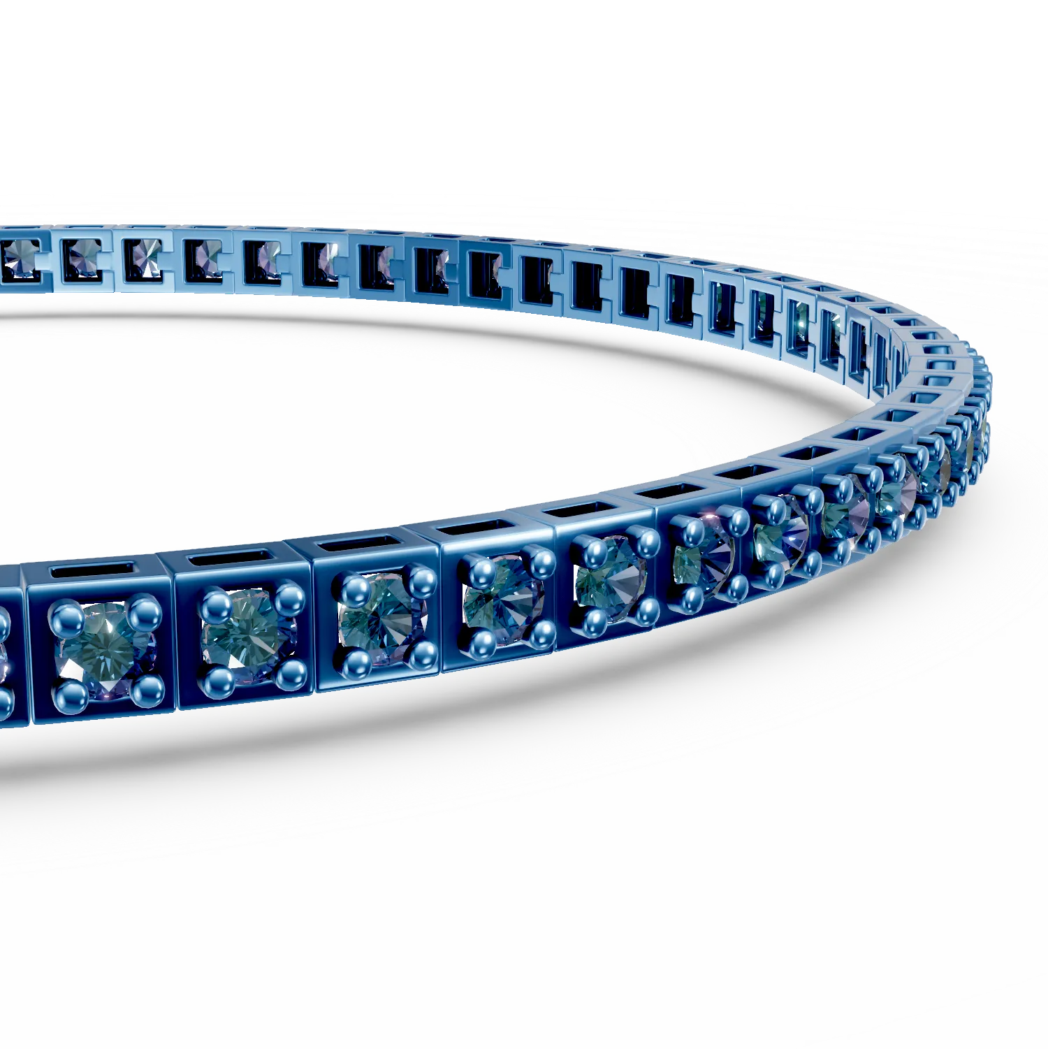 Fehérarany tenisz karkötő 0.9ct kék gyémántokkal