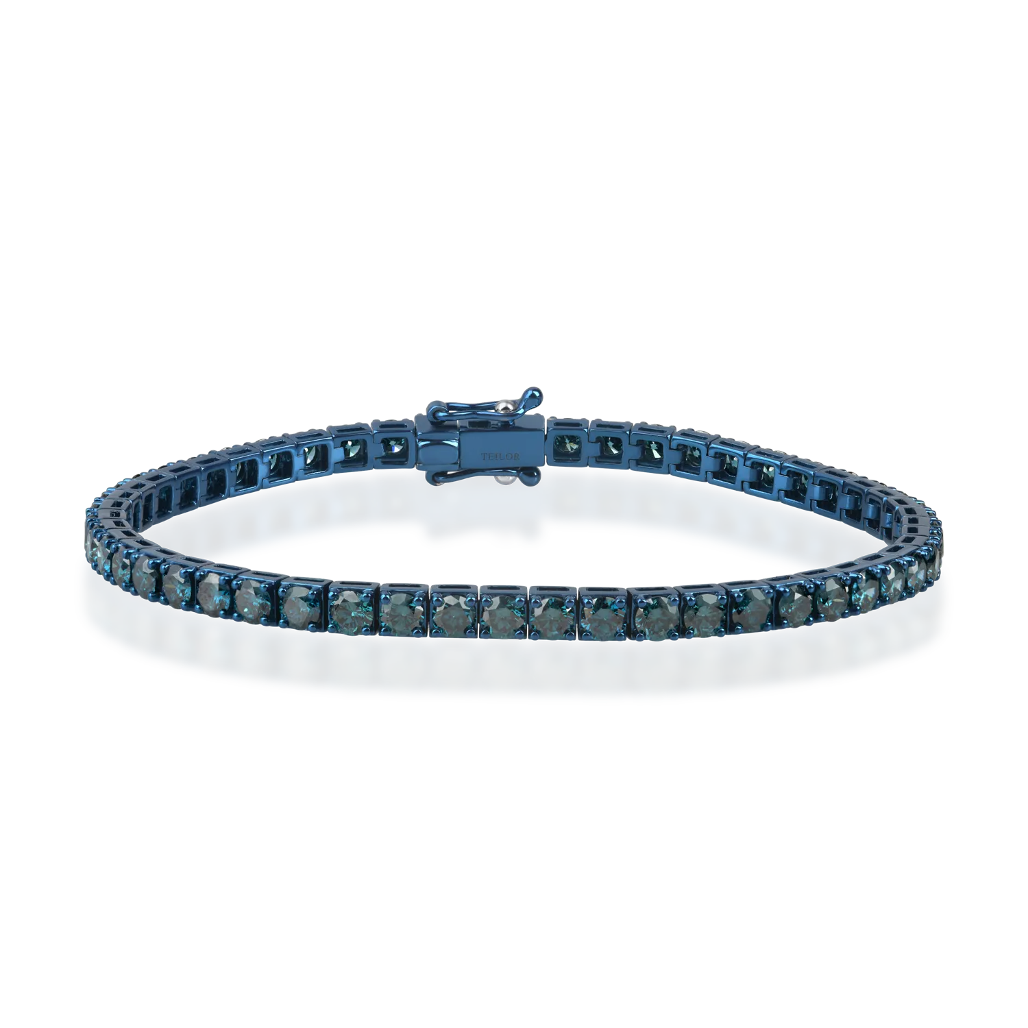 Blue gold tennis bracelet with 4.7ct blue diamonds
