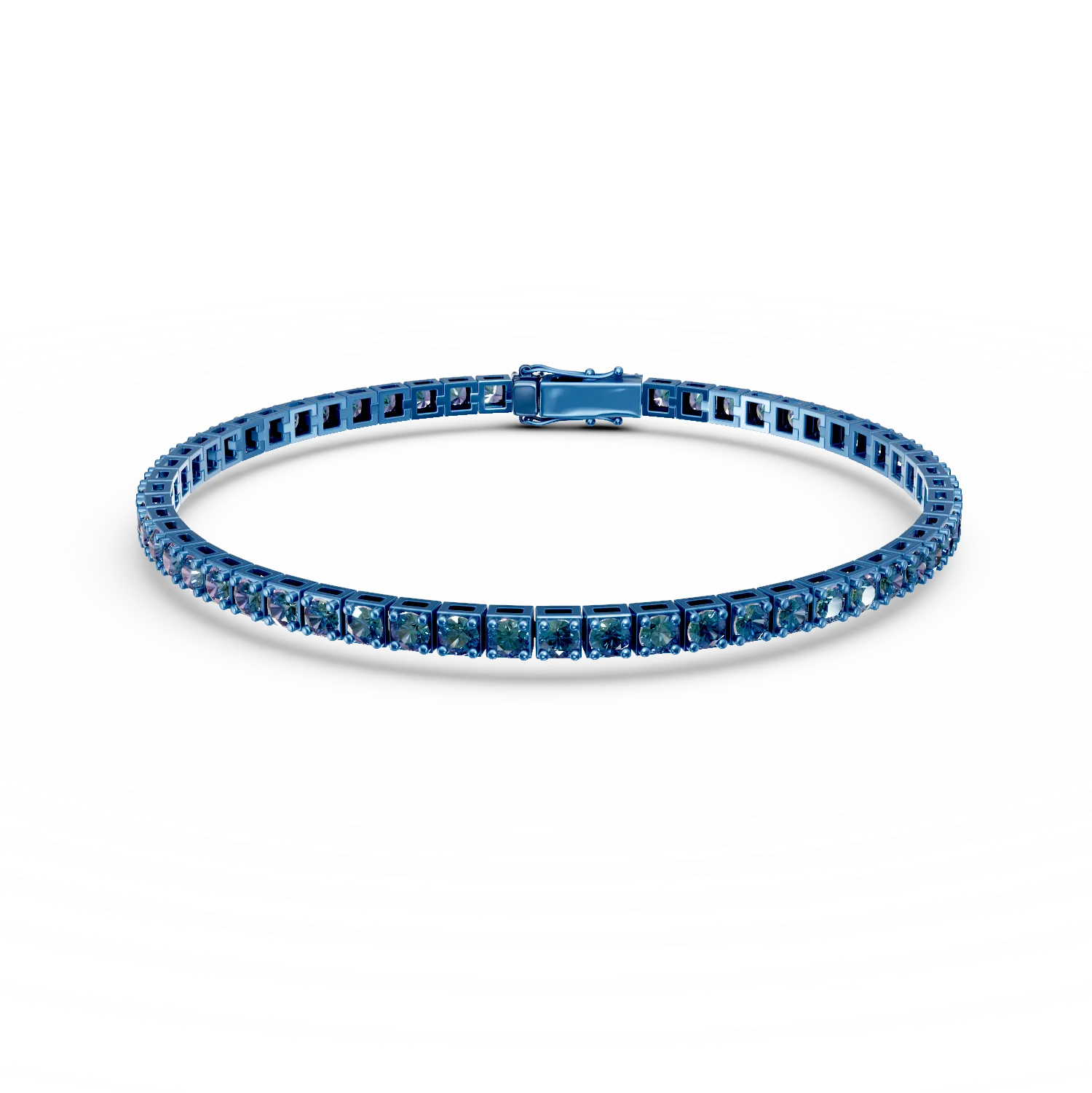 Blue gold tennis bracelet with 5.2ct blue diamonds-179541
