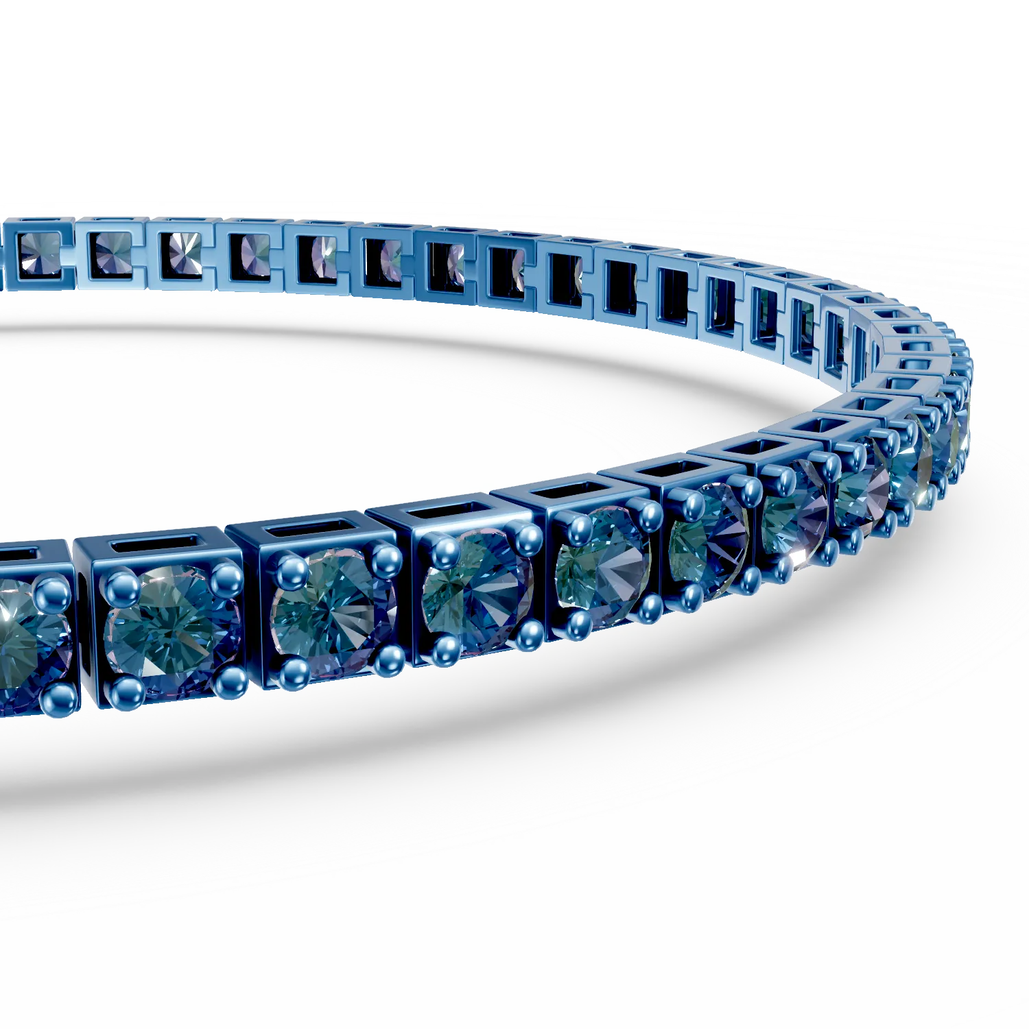 Blue gold tennis bracelet with 5.2ct blue diamonds