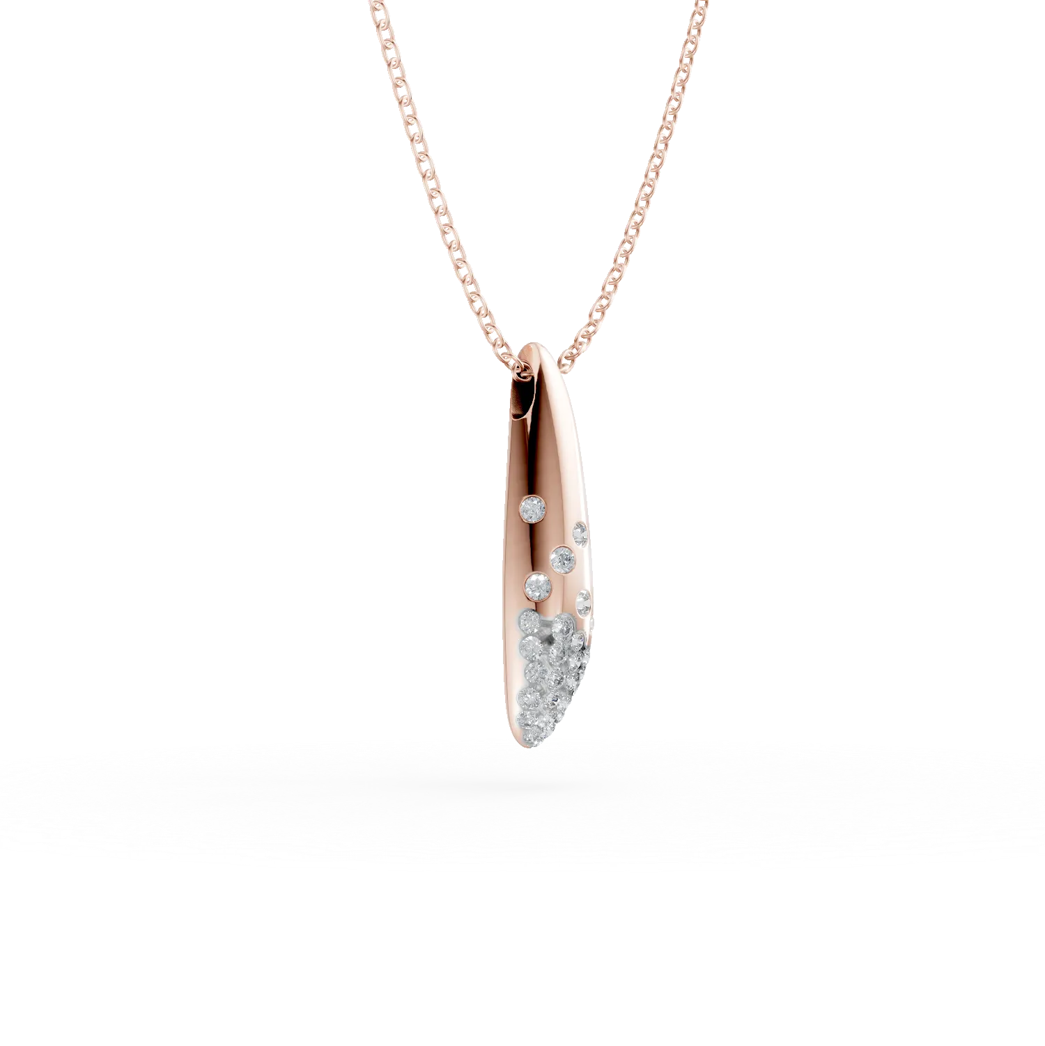 Rose gold minimalist pendant necklace with 0.1ct diamonds