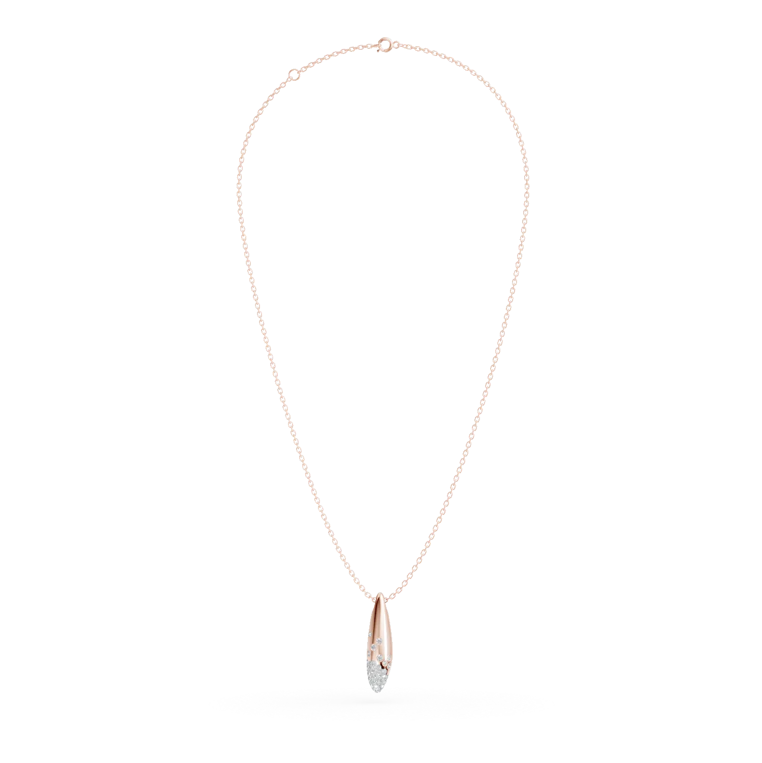 Rose gold minimalist pendant necklace with 0.1ct diamonds