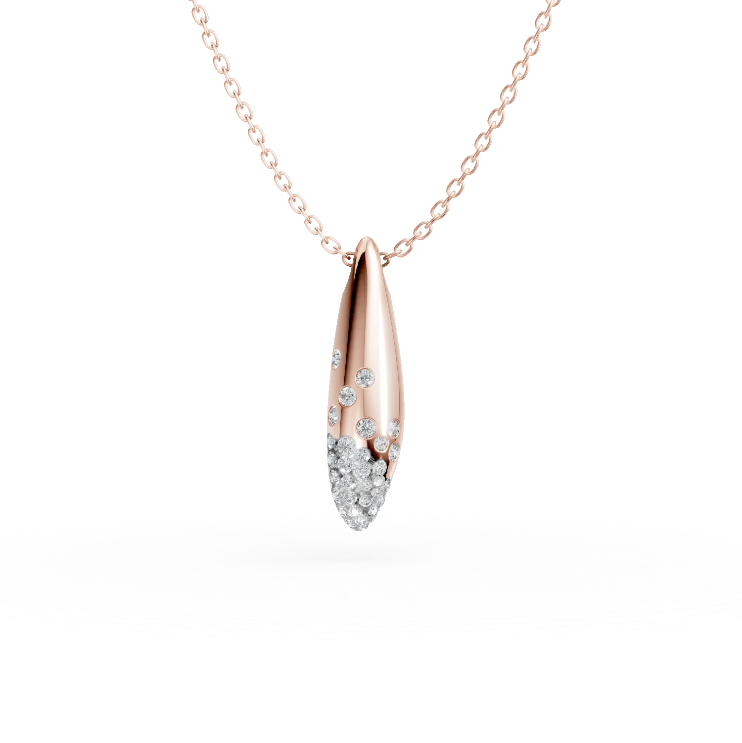 Teilor Lant cu pandantiv minimalist din aur roz cu diamante de 0.1ct