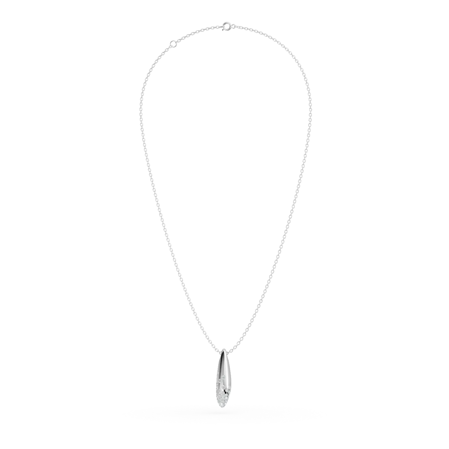 White gold minimalist pendant necklace with 0.1ct diamonds