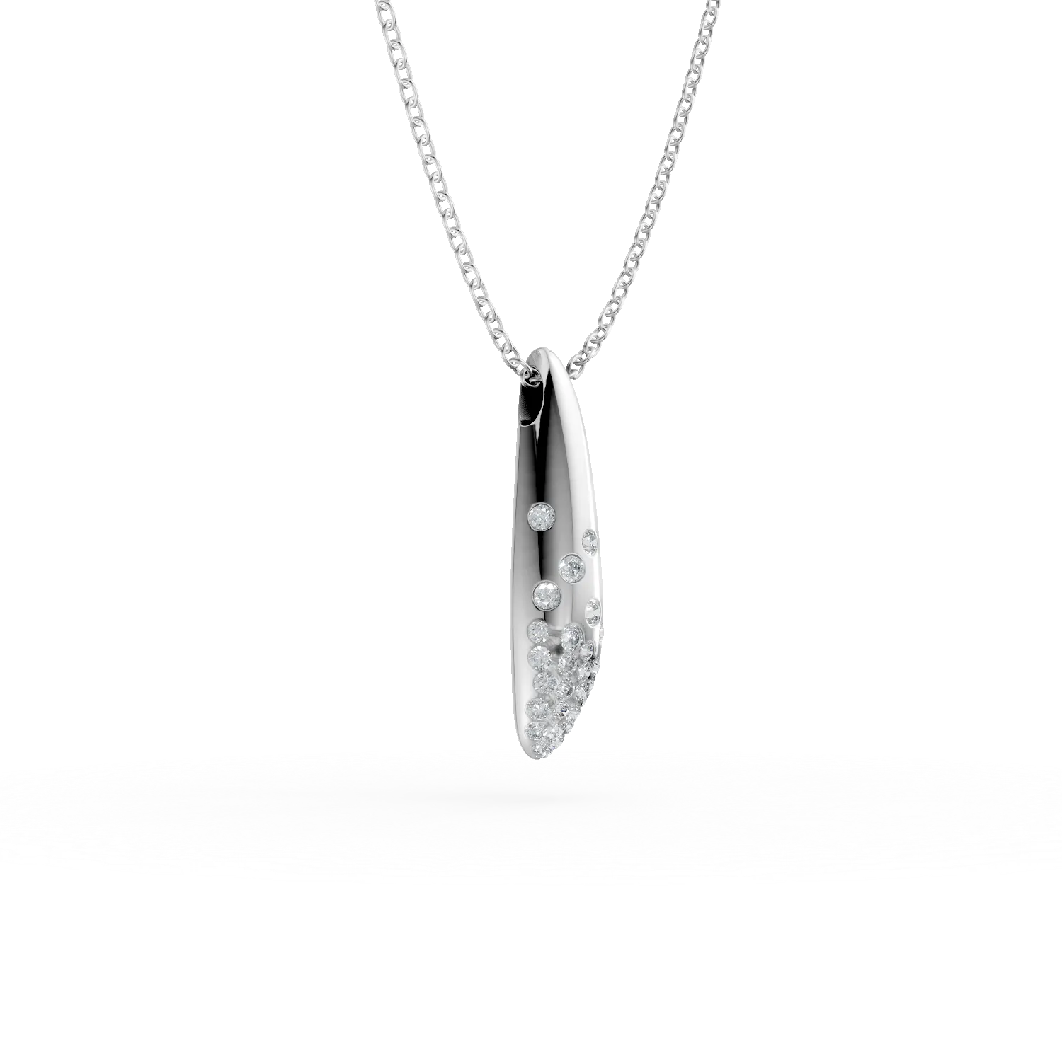 White gold minimalist pendant necklace with 0.1ct diamonds