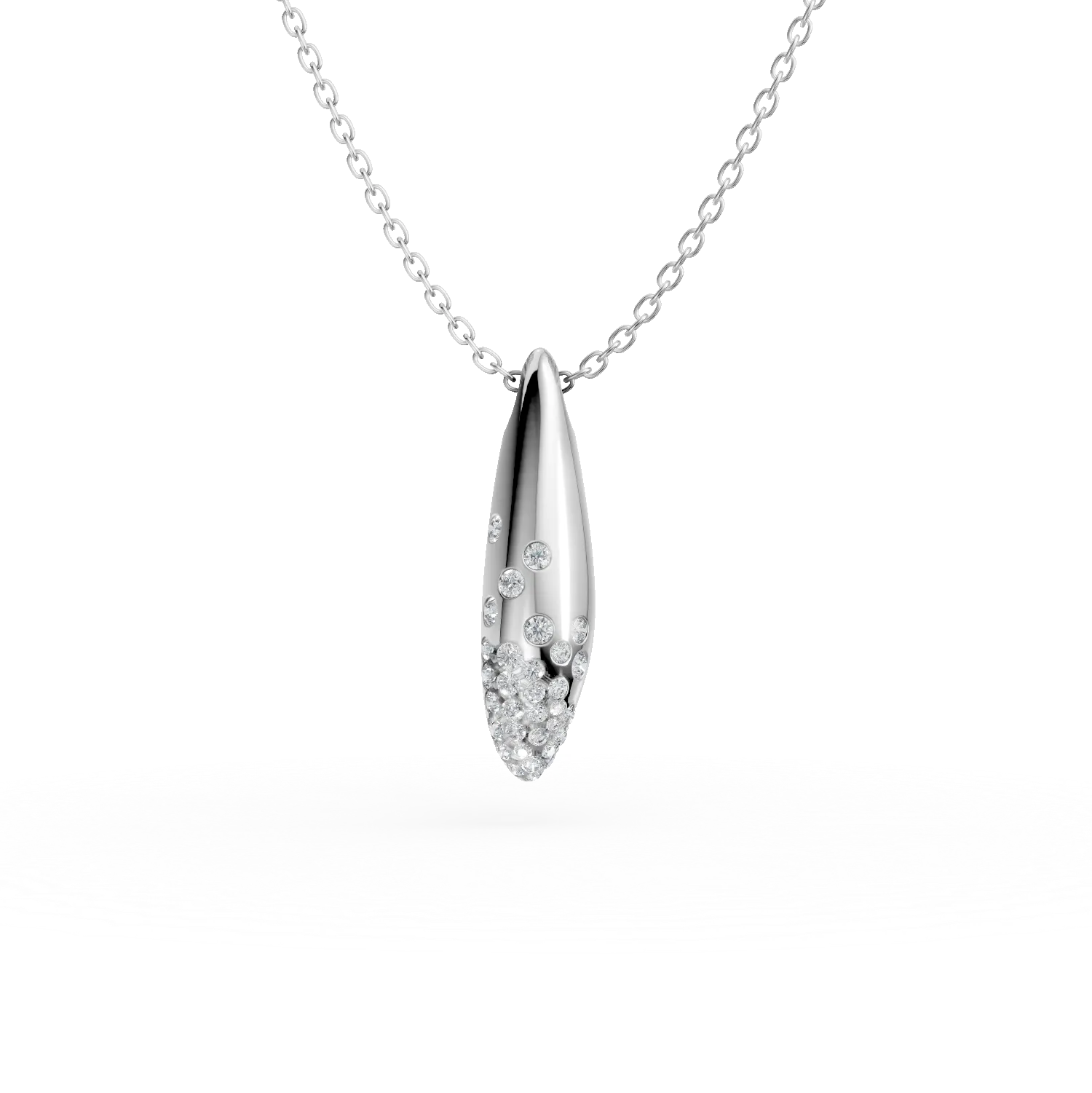 Teilor Lant cu pandantiv minimalist din aur alb cu diamante de 0.1ct