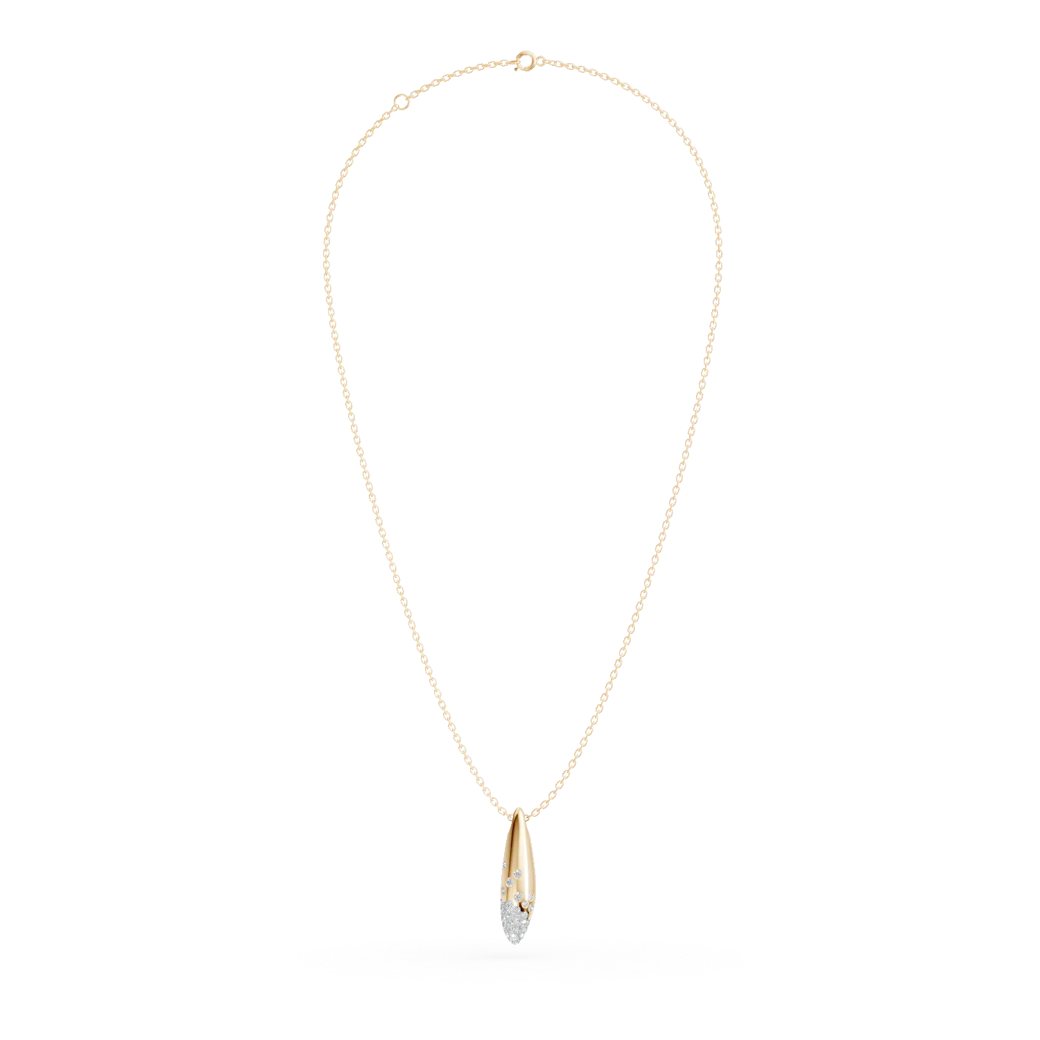 Yellow gold minimalist pendant necklace with 0.1ct diamonds