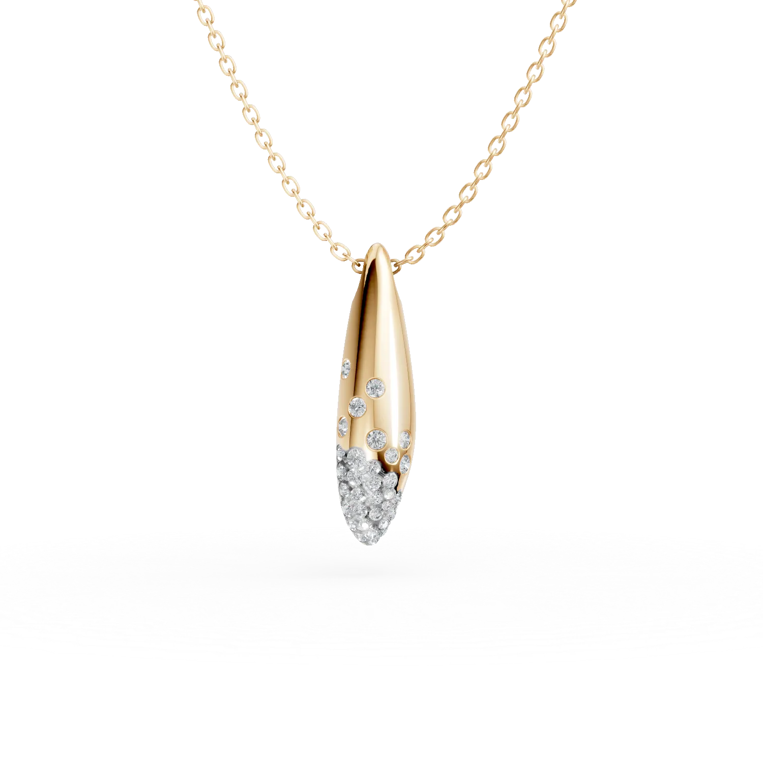 Yellow gold minimalist pendant necklace with 0.1ct diamonds