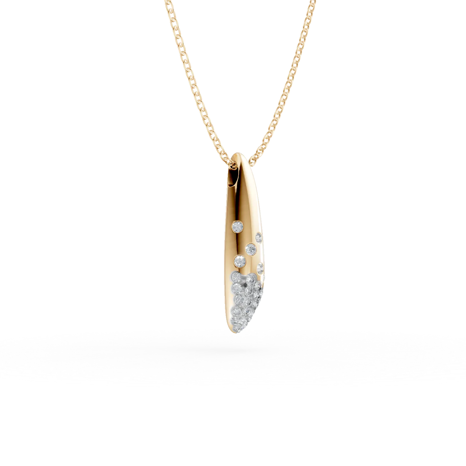 Yellow gold minimalist pendant necklace with 0.1ct diamonds