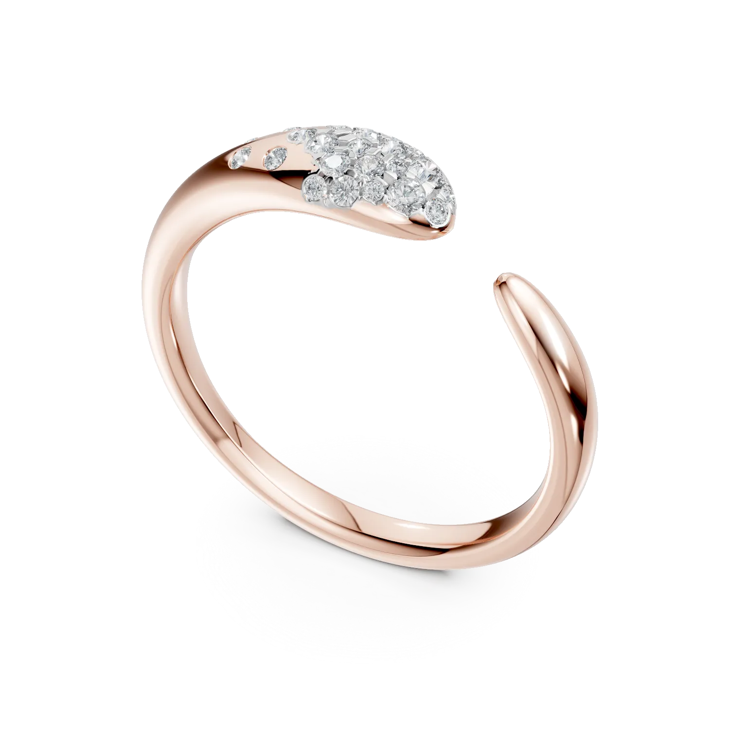 Rose gold minimalist open ring with 0.2ct diamonds