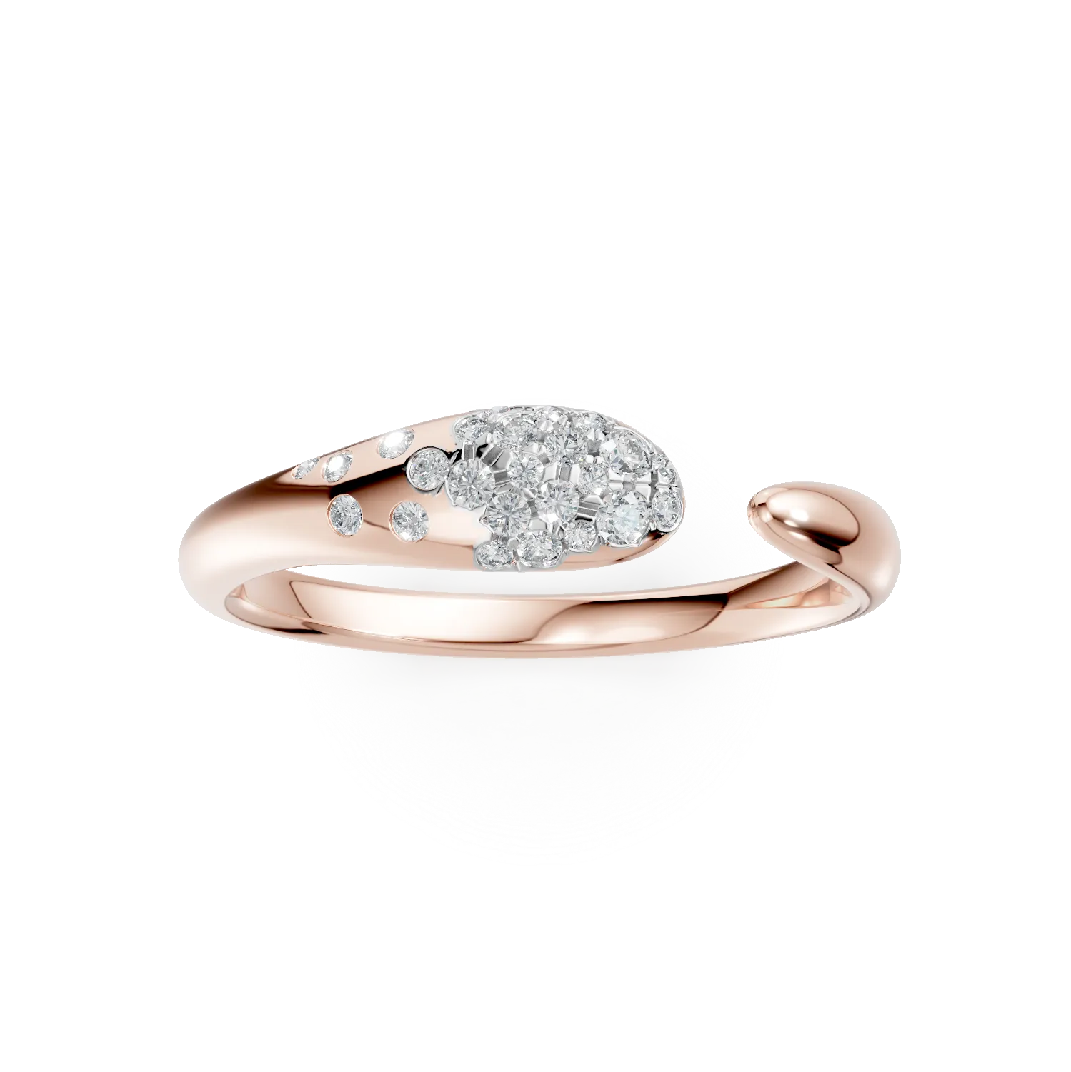 Rose gold minimalist open ring with 0.2ct diamonds