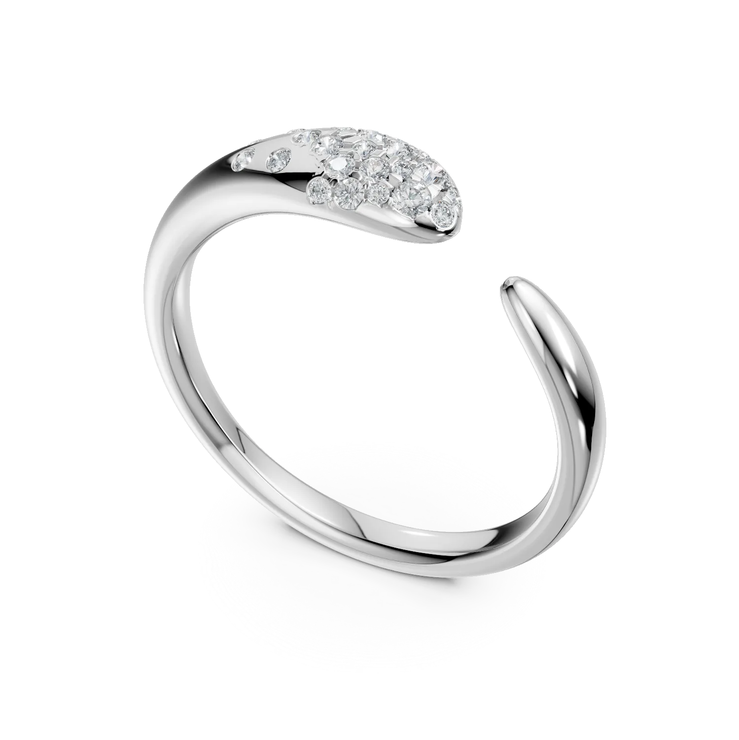 White gold minimalist open ring with 0.2ct diamonds