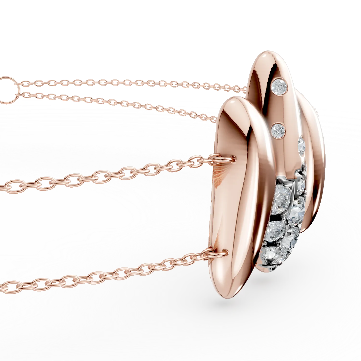 Rose gold double bracelet with pendant and 0.1ct diamonds