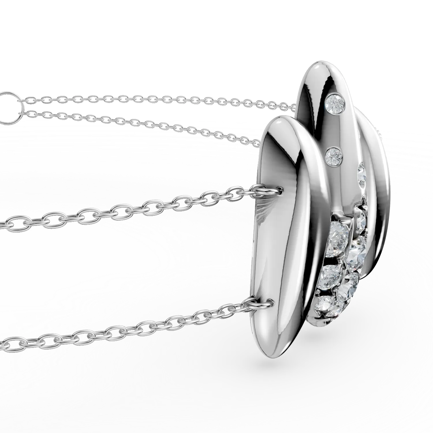 White gold double bracelet with pendant and 0.1ct diamonds