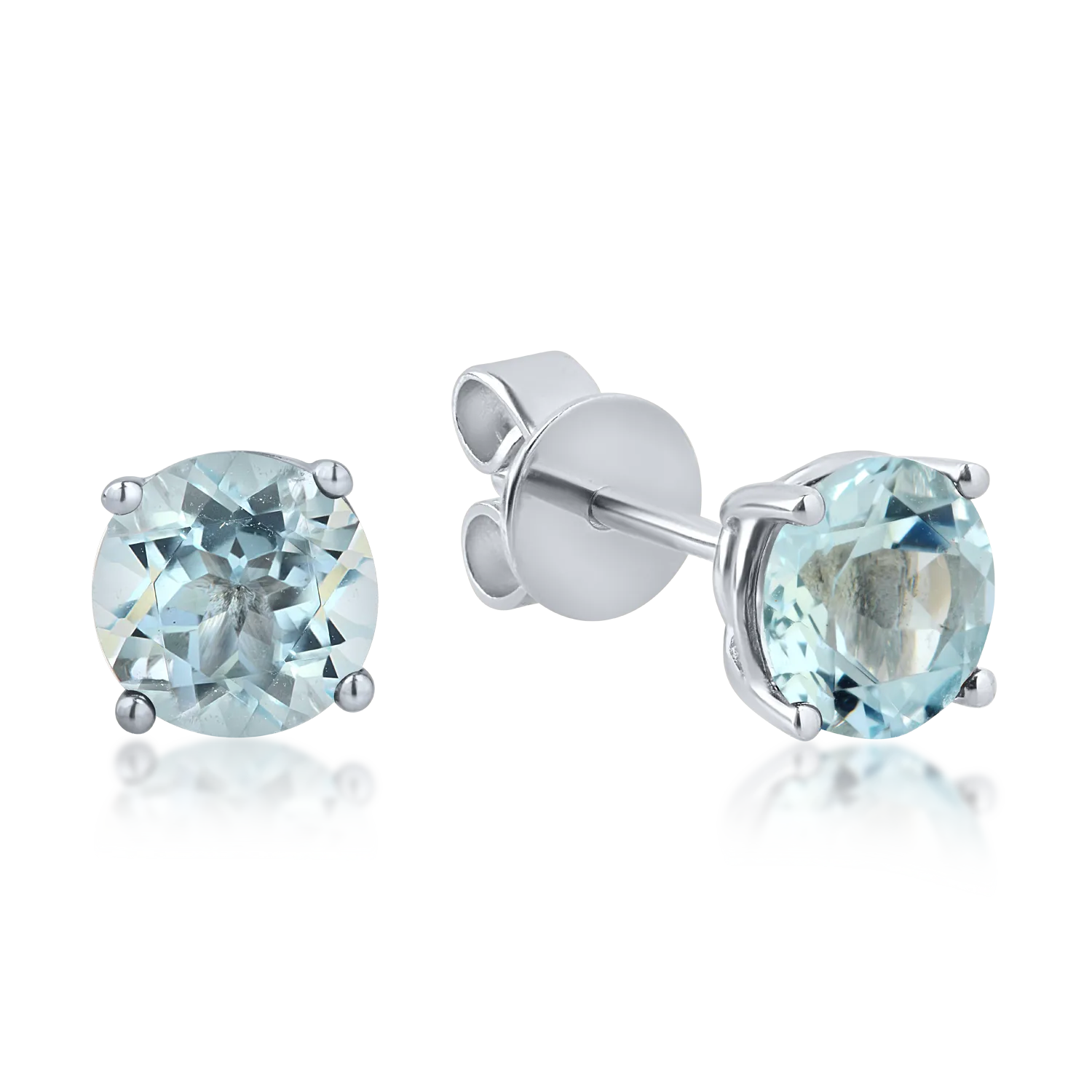 Cercei stud din aur alb cu acvamarine de 1.5ct