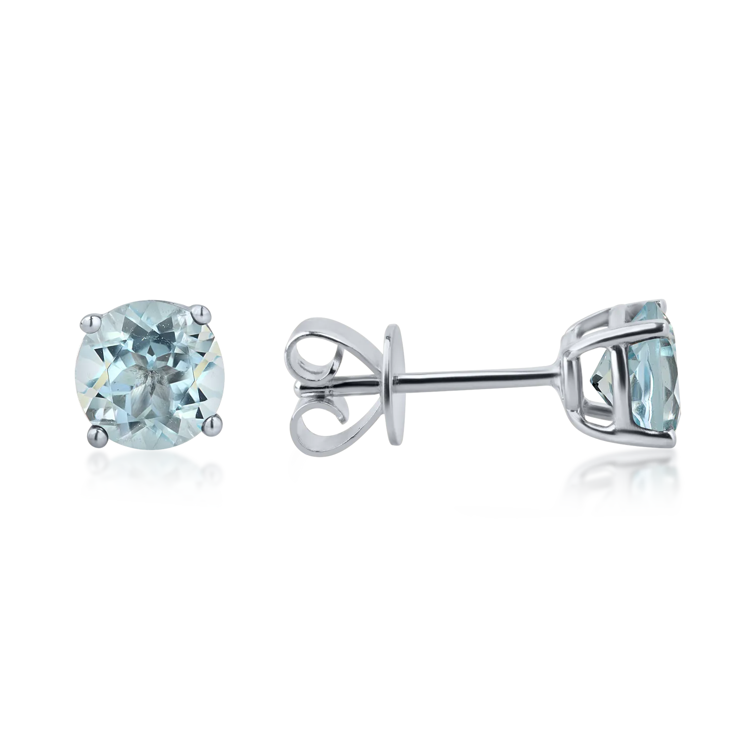 Cercei stud din aur alb cu acvamarine de 1.5ct