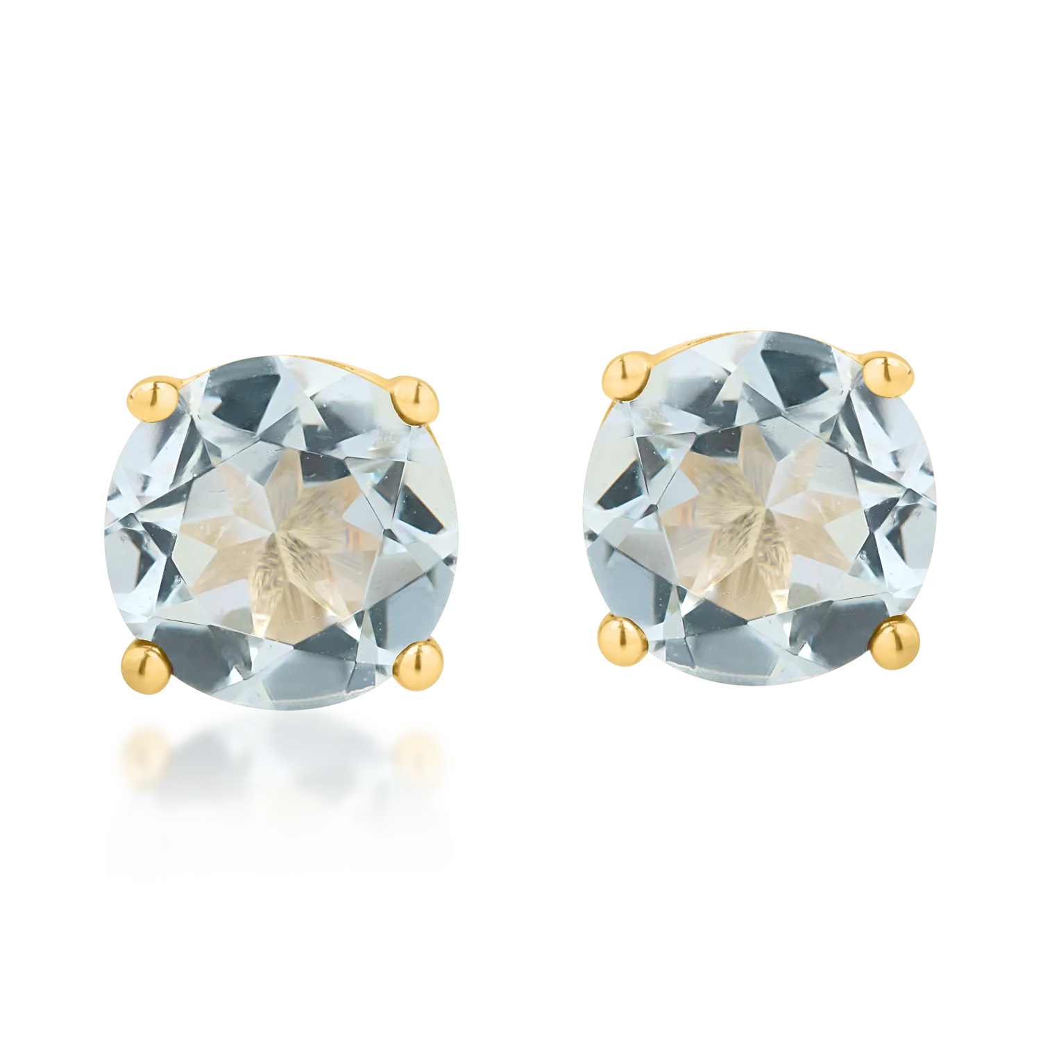 Cercei stud din aur galben cu acvamarine de 1.2ct - 1 | YEO