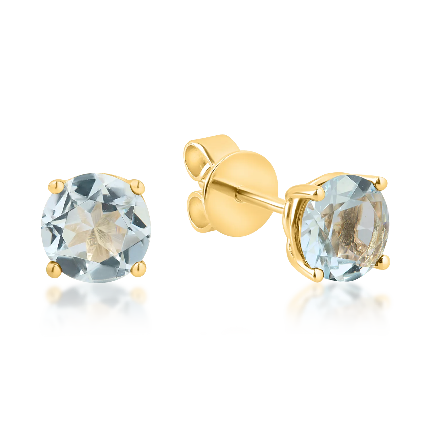 Cercei stud din aur galben cu acvamarine de 1.2ct