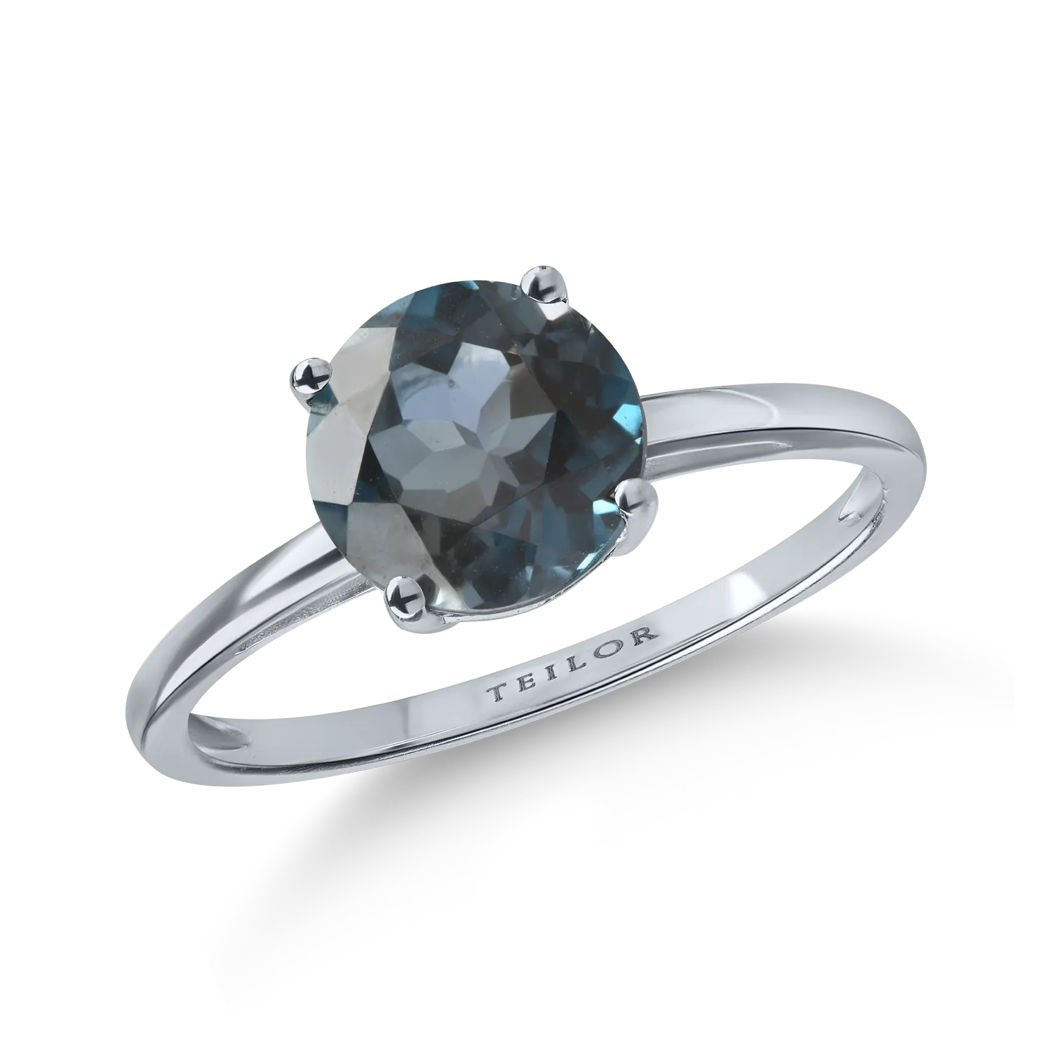 White gold ring with 1.6ct london blue topaz