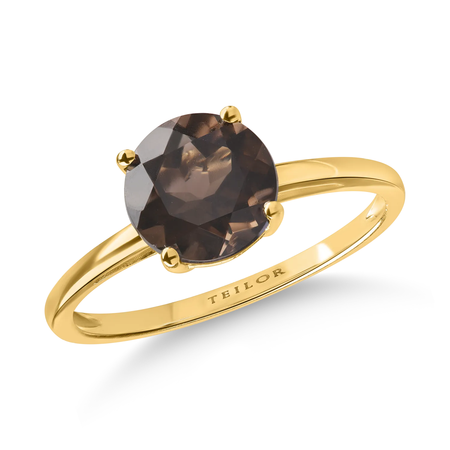 Yellow gold ring with 1.2ct smoky quartz
