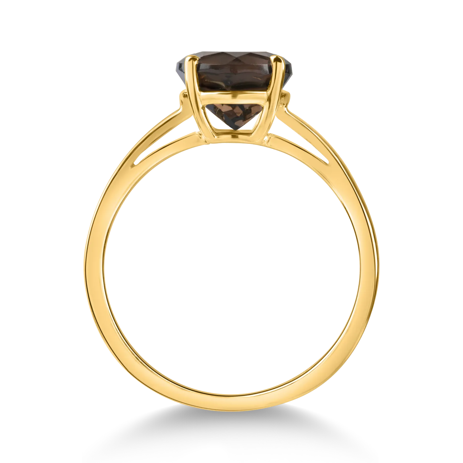 Yellow gold ring with 1.2ct smoky quartz