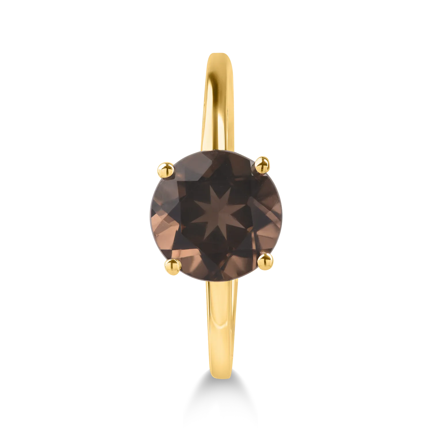 Yellow gold ring with 1.2ct smoky quartz