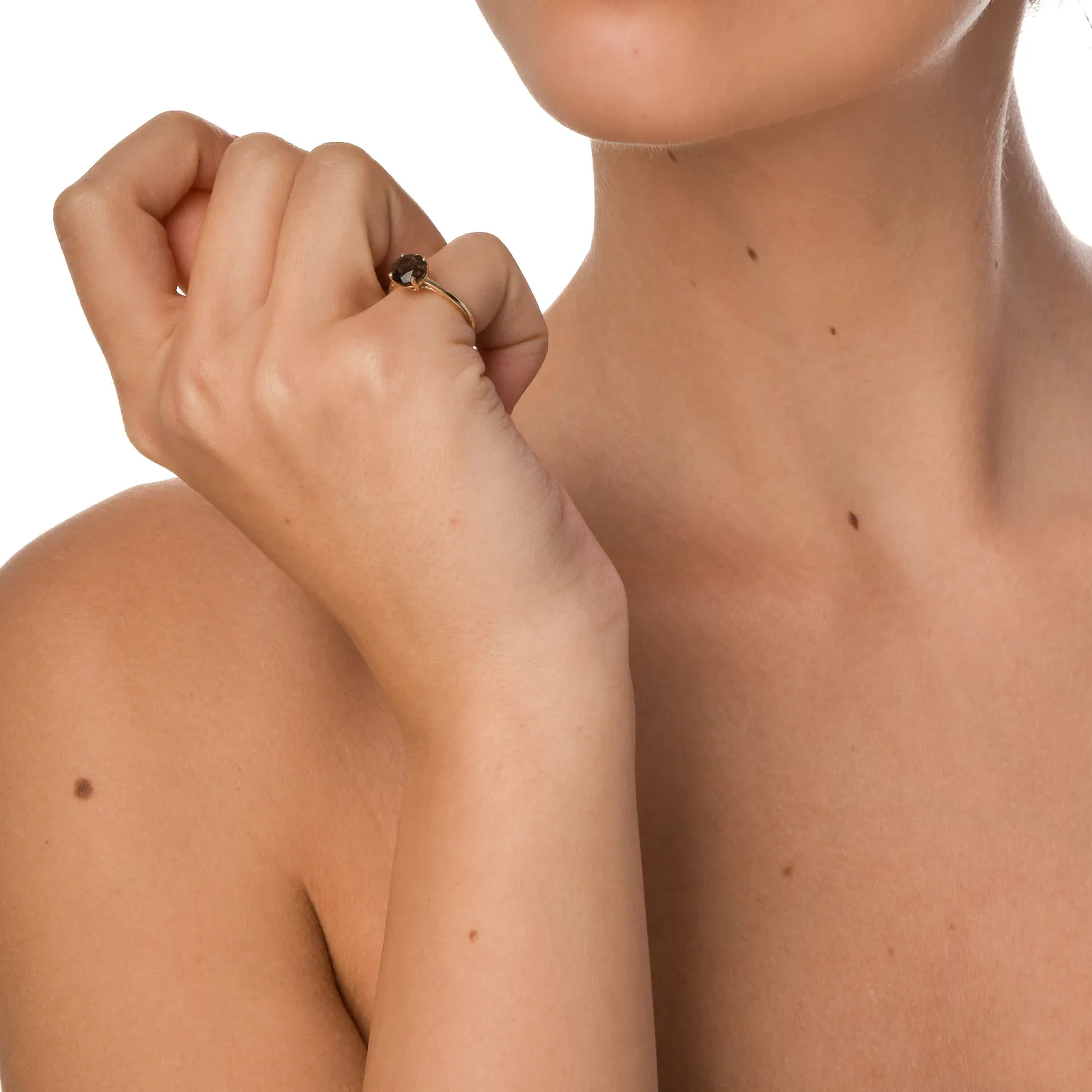 Inel din aur galben cu quartz fumuriu de 1.2ct