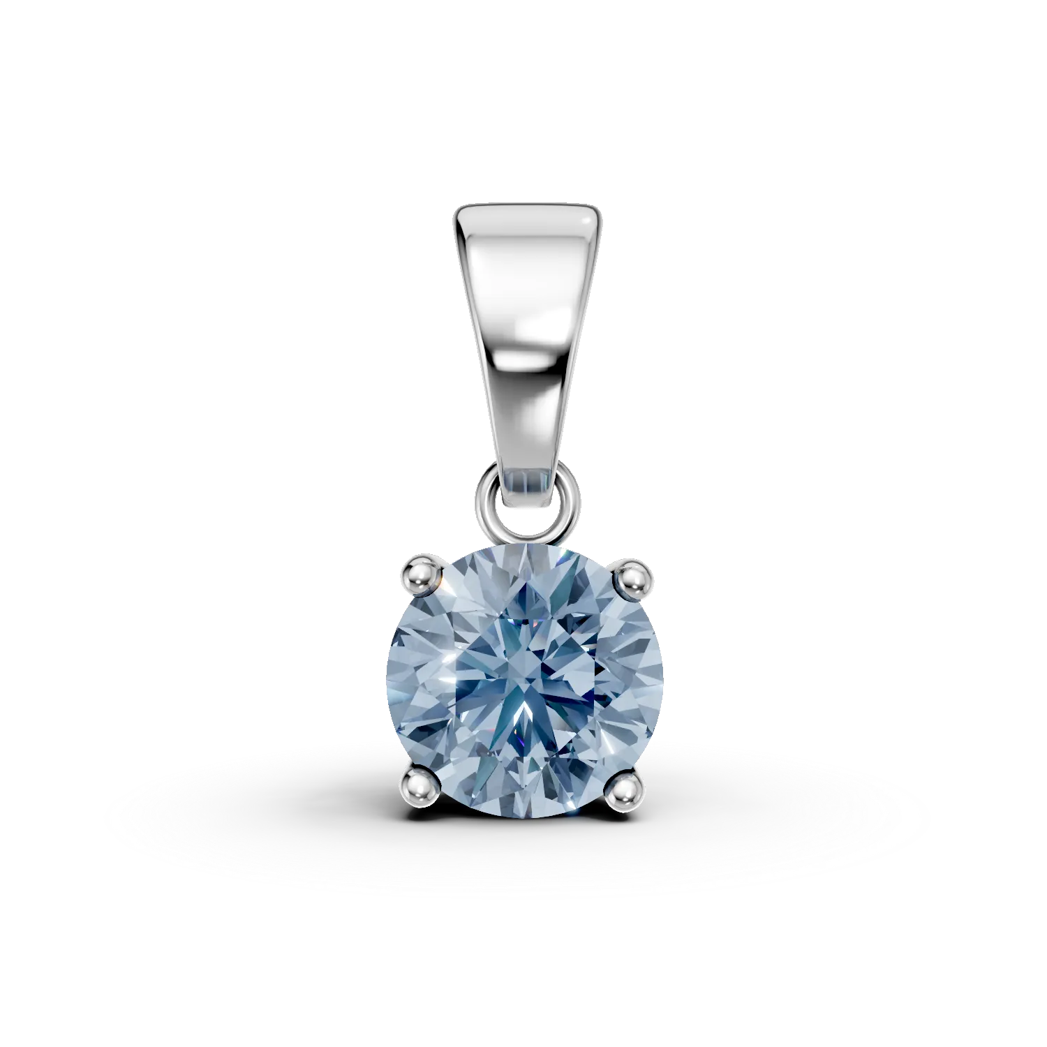 Pandantiv din aur alb cu acvamarin solitaire de 0.7ct