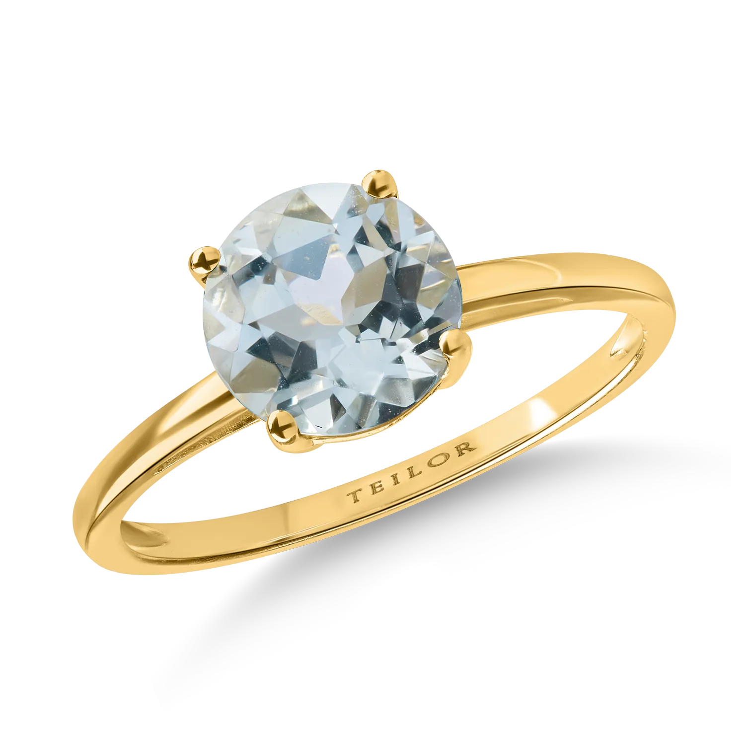 Yellow gold ring with 1.05ct aquamarine